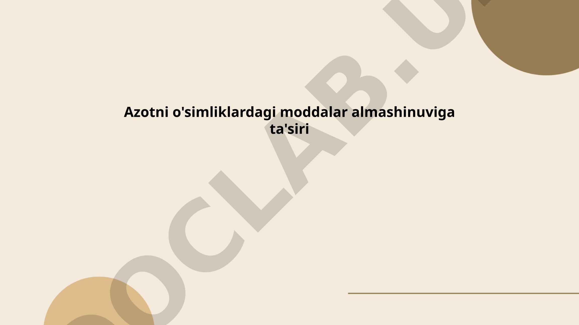 Azotni o'simliklardagi moddalar almashinuviga ta'siri
