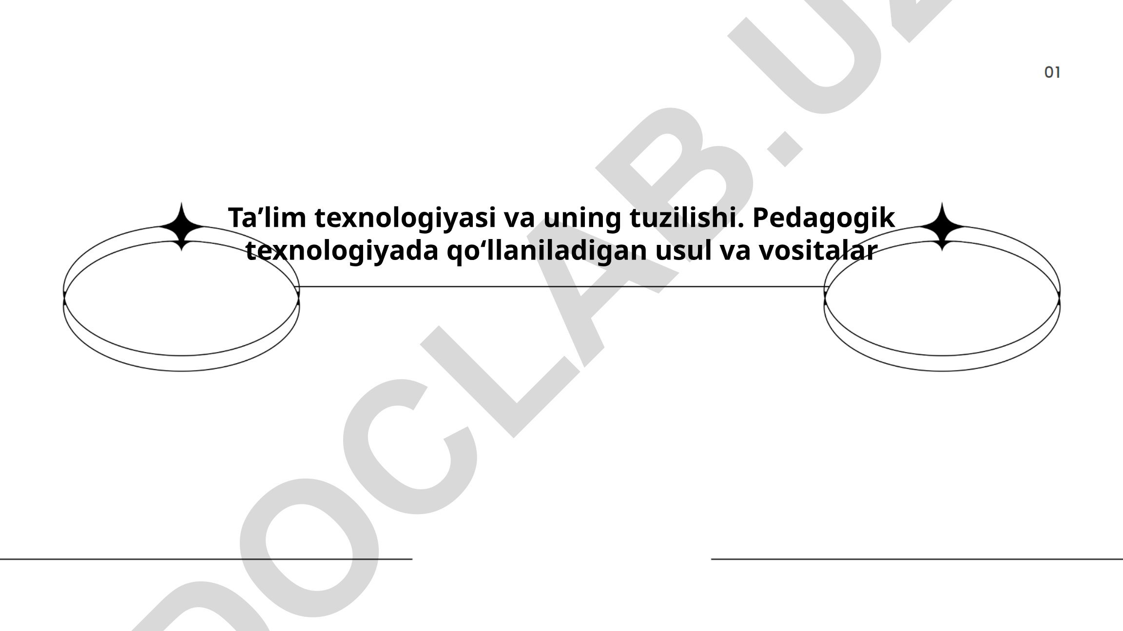 Taʼlim texnologiyasi va uning tuzilishi. Pedagogik texnologiyada qoʻllaniladigan usul va vositalar