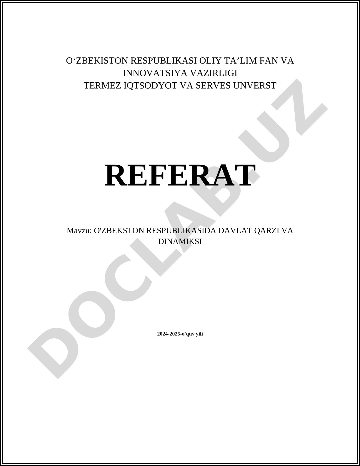 O'zbekiston Respublikasida davlat qarzi va dinamikasi