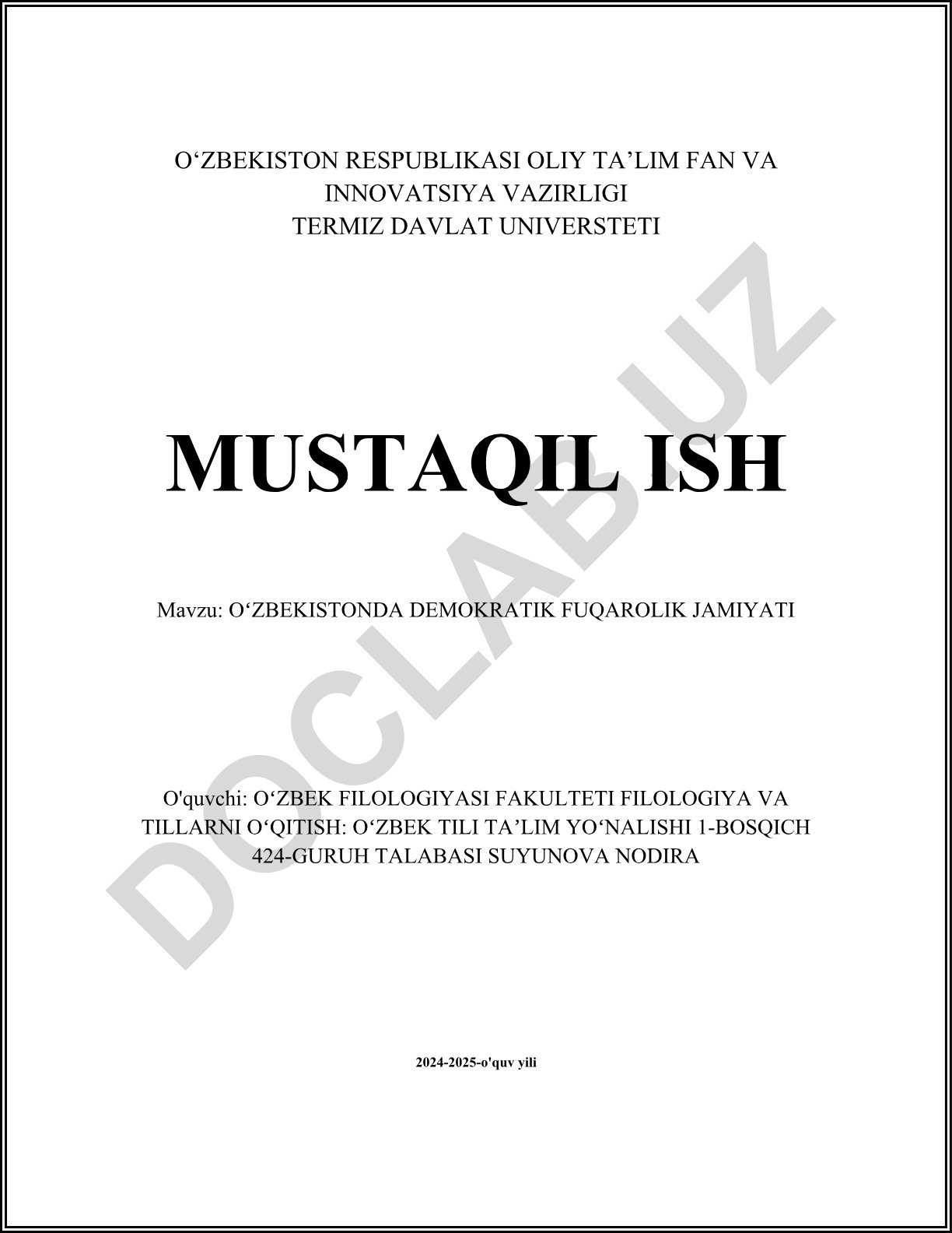 Oʻzbekistonda demokratik fuqarolik jamiyati