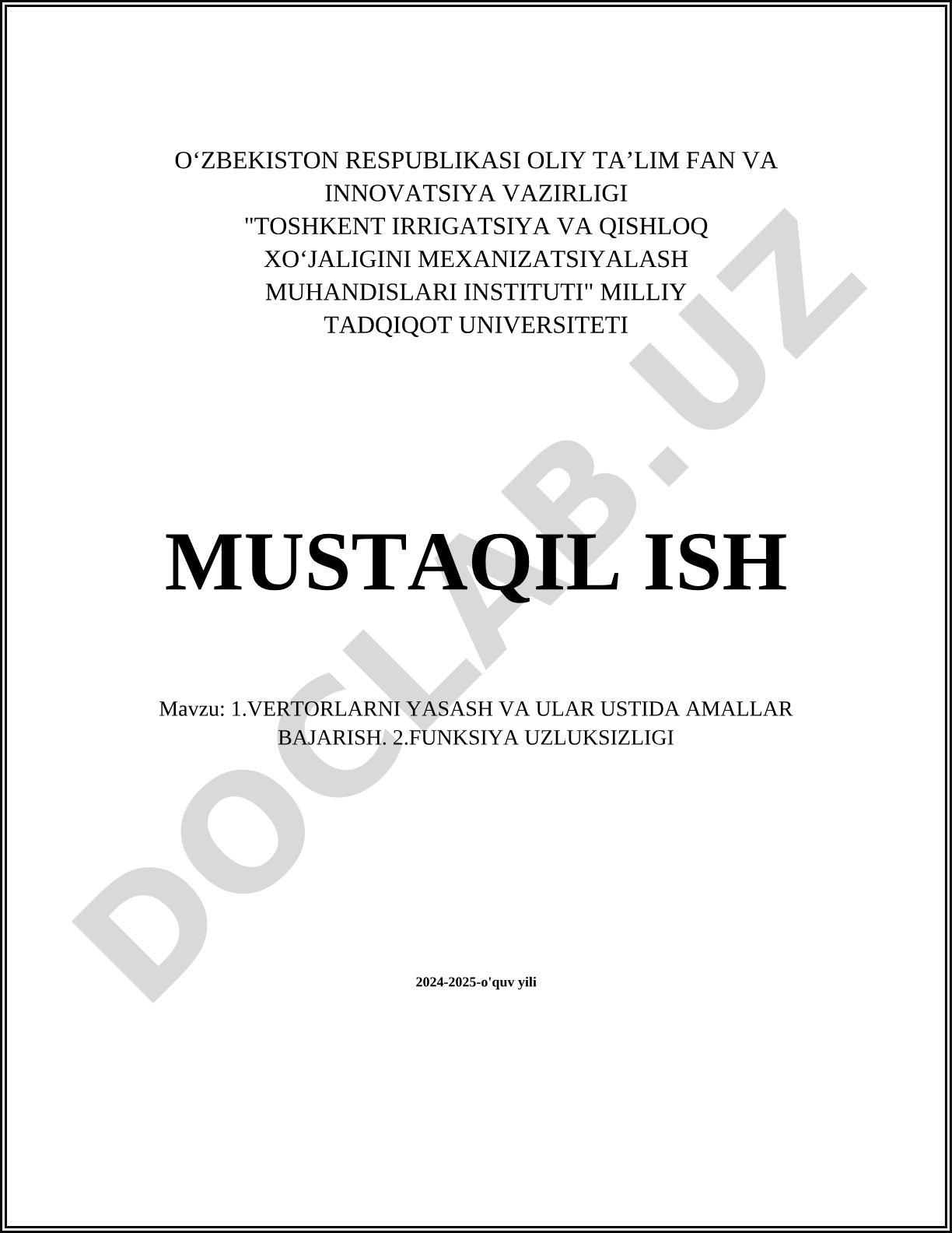 Vektorlarni yasash va ular ustida amallar bajarish. Funksiya uzluksizligi