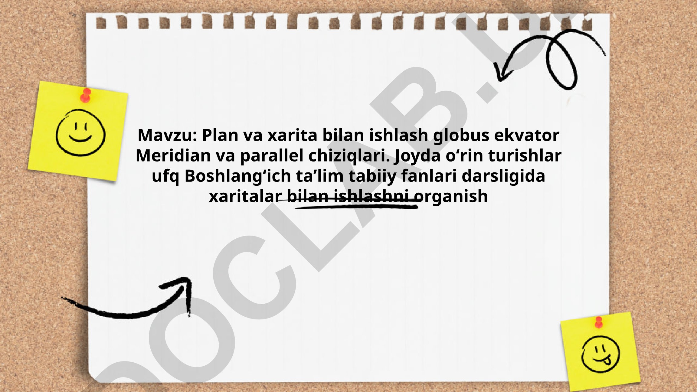 Plan va xarita bilan ishlash globus ekvator Meridian va parallel chiziqlari