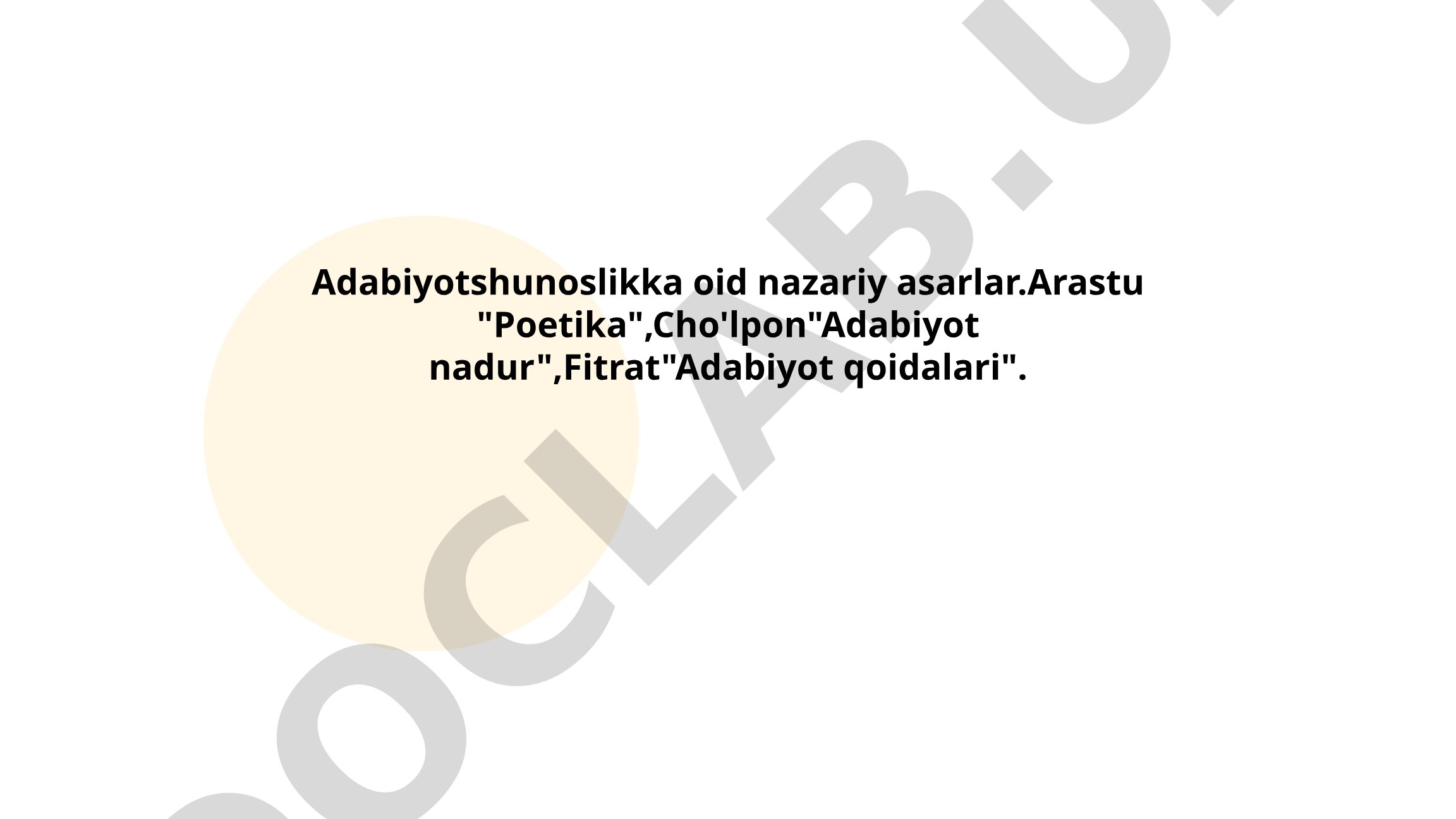 Adabiyotshunoslikka oid nazariy asarlar