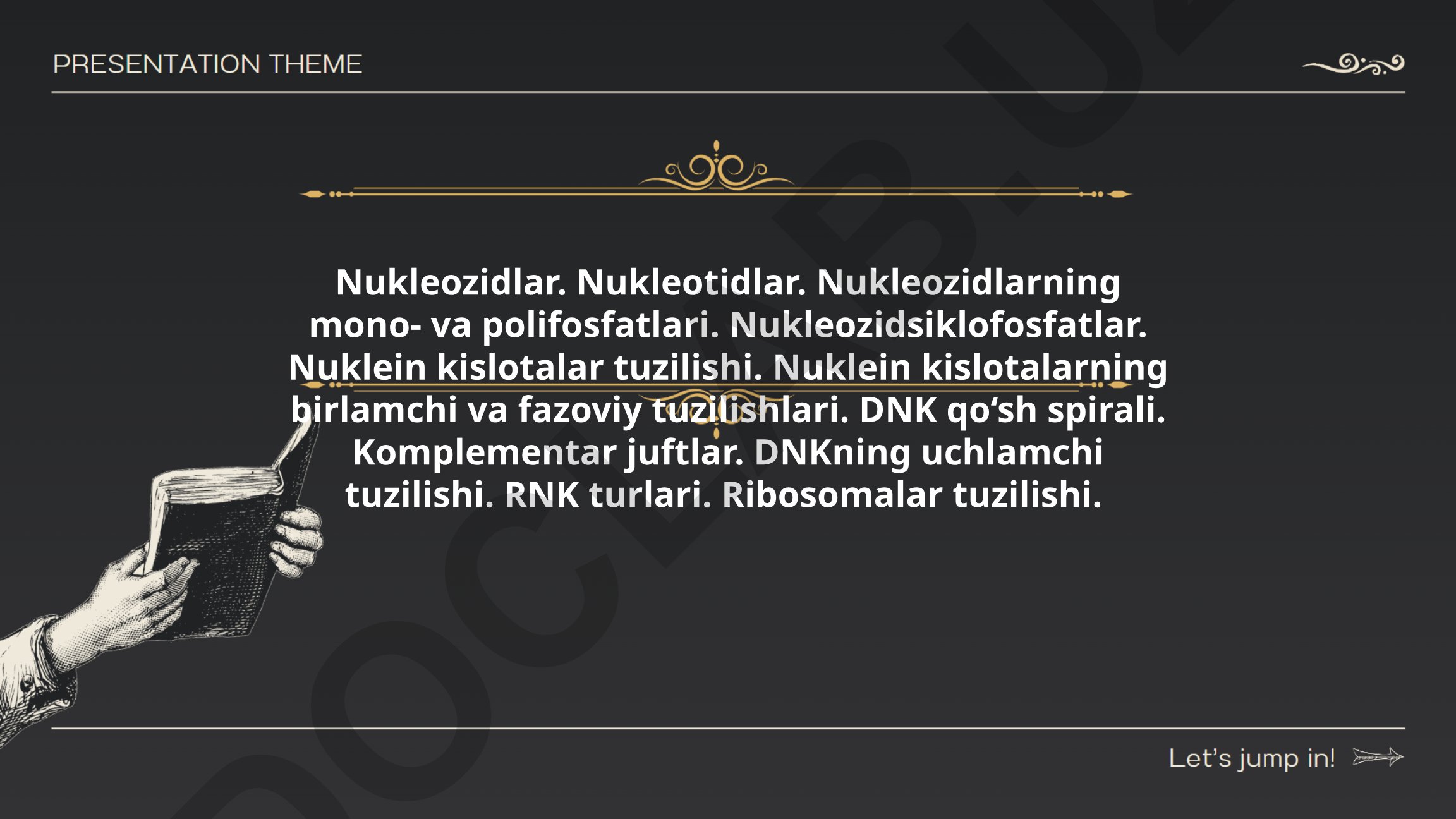 Nukleozidlar va nukleotidlar: kimyoviy tuzilishi va biologik funktsiyalari