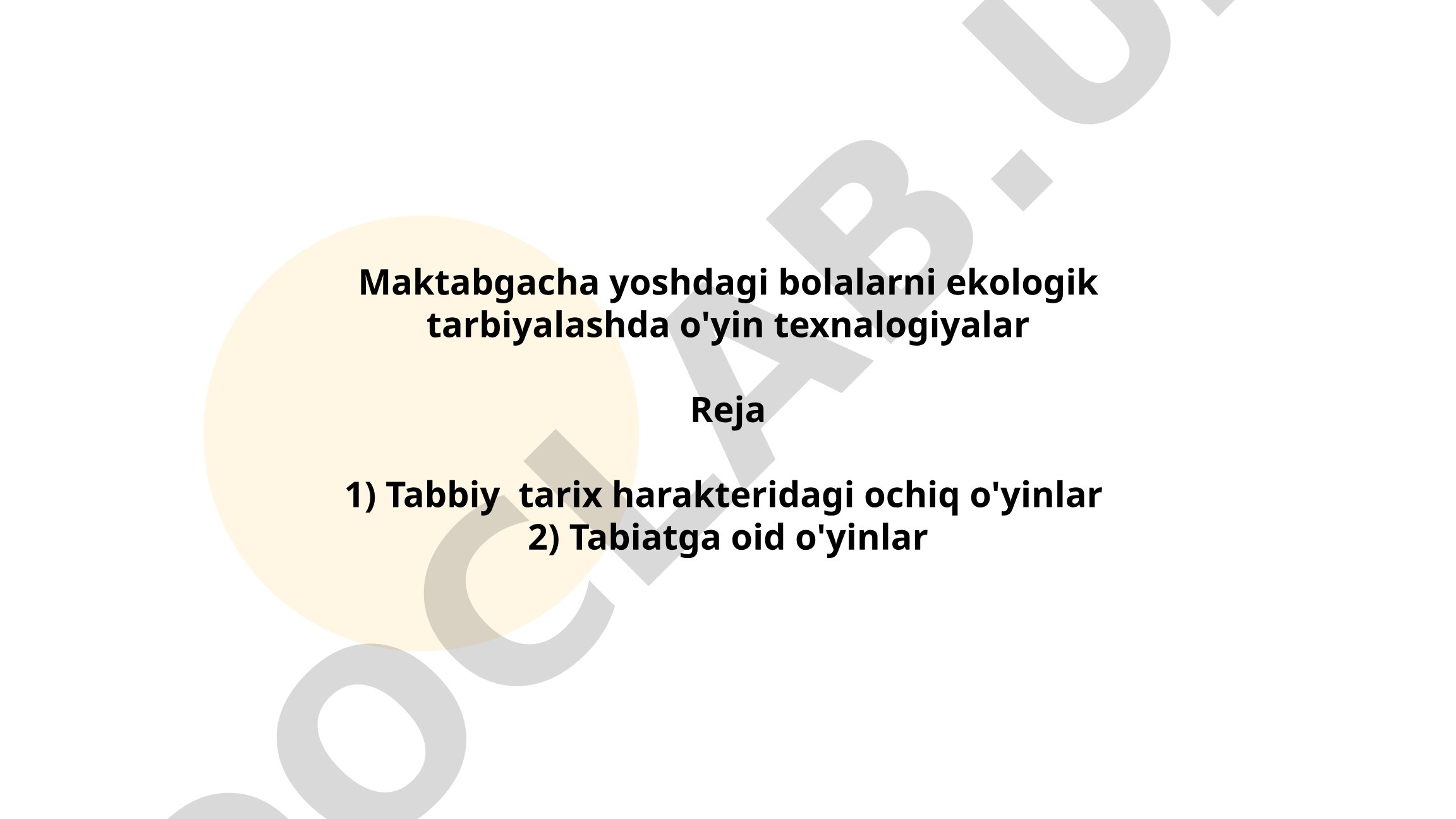 Maktabgacha yoshdagi bolalarni ekologik tarbiyalashda o'yin texnologiyalari