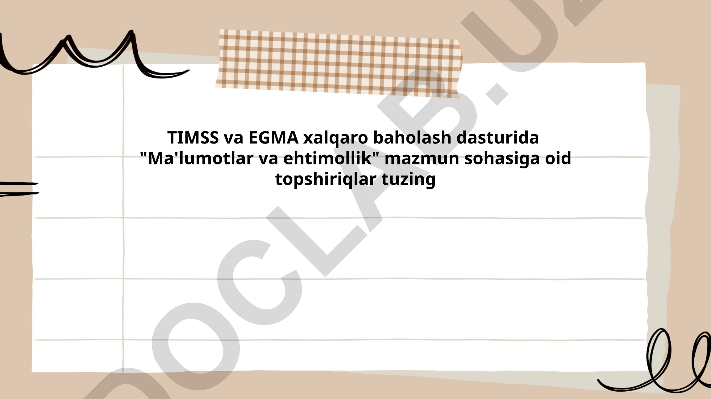 TIMSS va EGMA xalqaro baholash dasturida Ma'lumotlar va ehtimollik mazmun sohasiga oid topshiriqlar