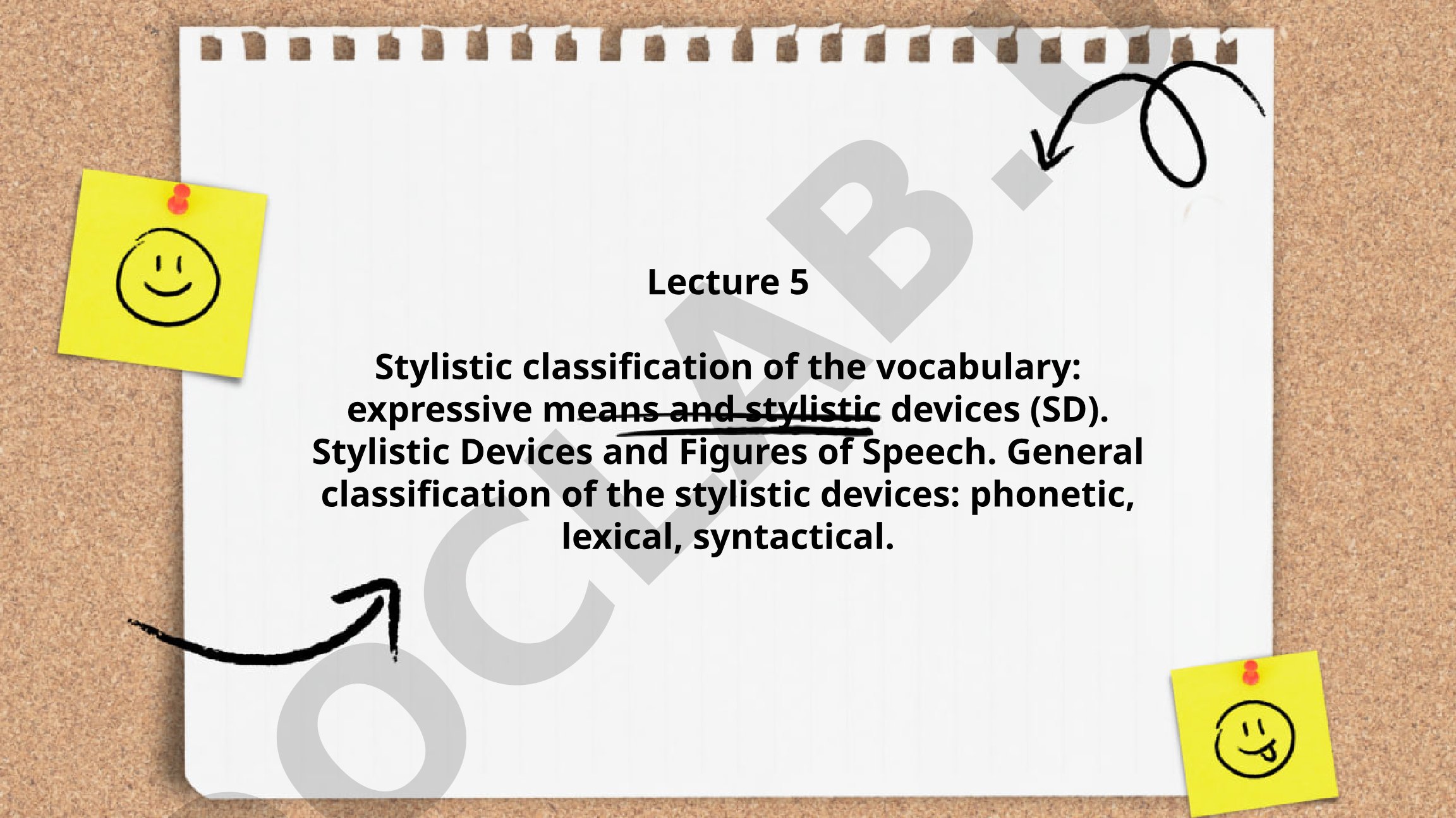 Stylistic classification of the vocabulary: expressive means and stylistic devices