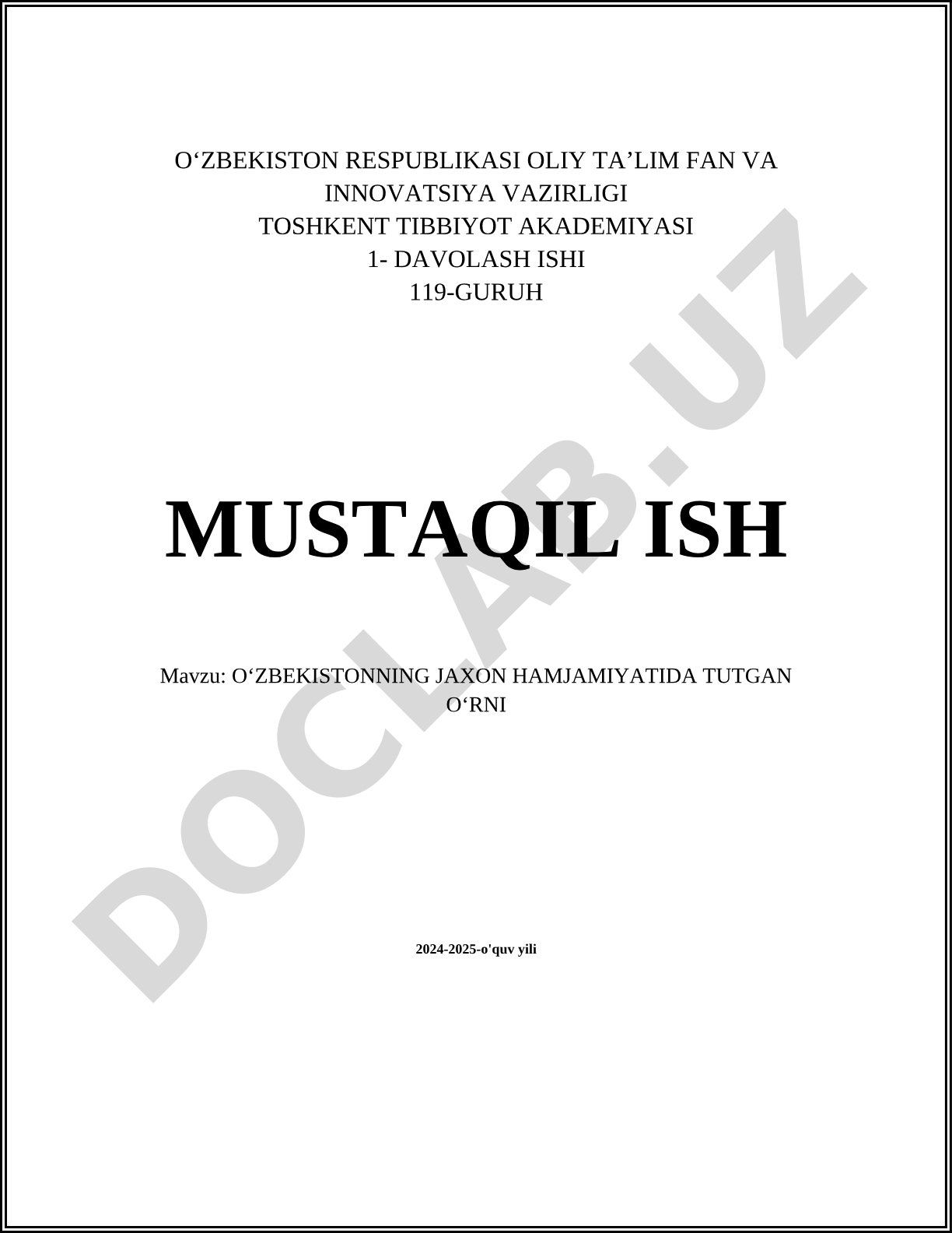 Oʻzbekistonning jahon hamjamiyatida tutgan oʻrni