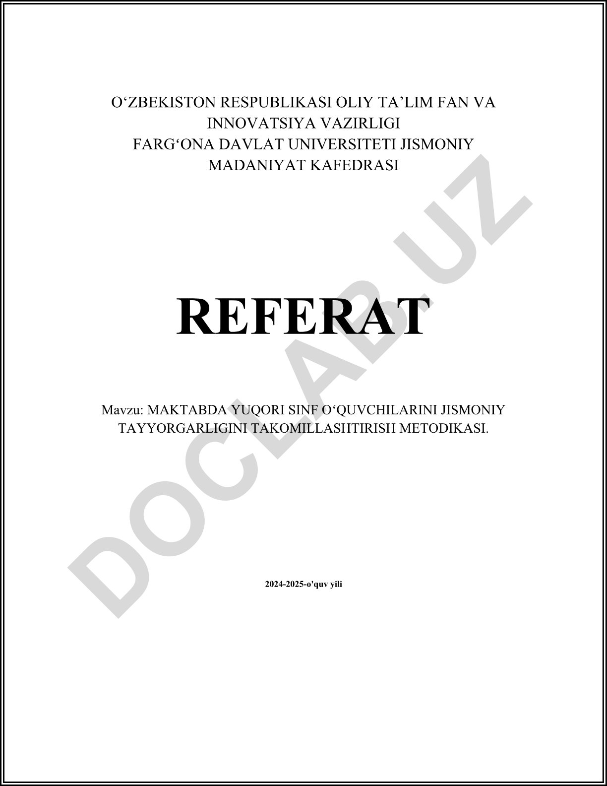 Maktabda yuqori sinf o'quvchilarini jismoniy tayyorgarligini takomillashtirish metodikasi