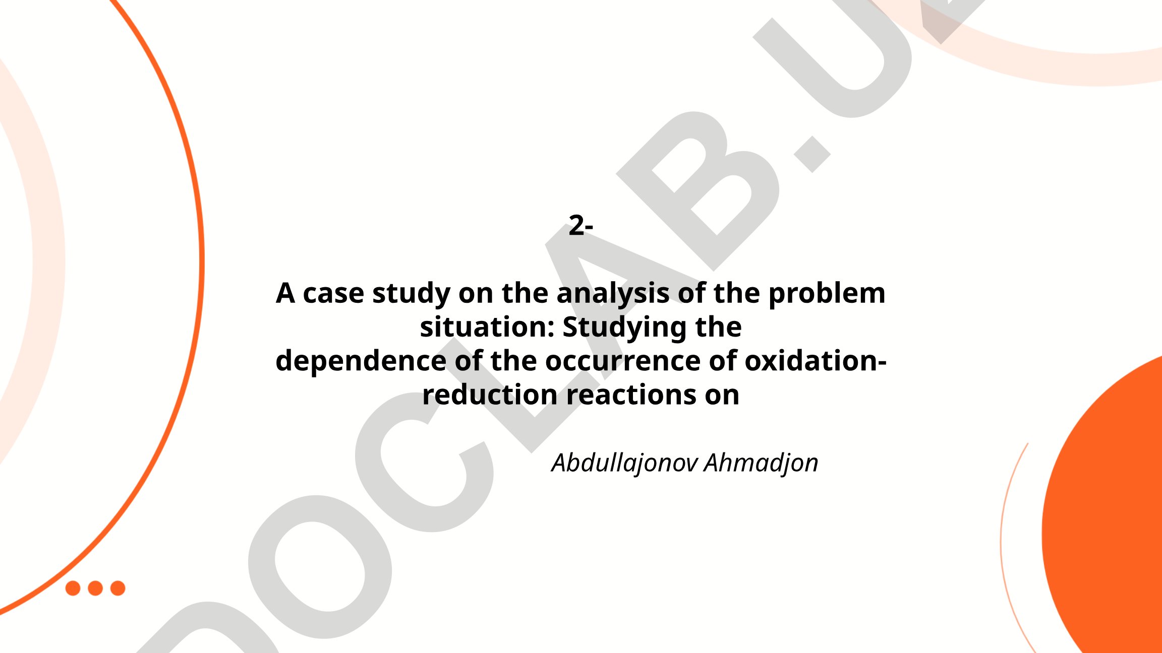 Studying the dependence of the occurrence of oxidation-reduction reactions