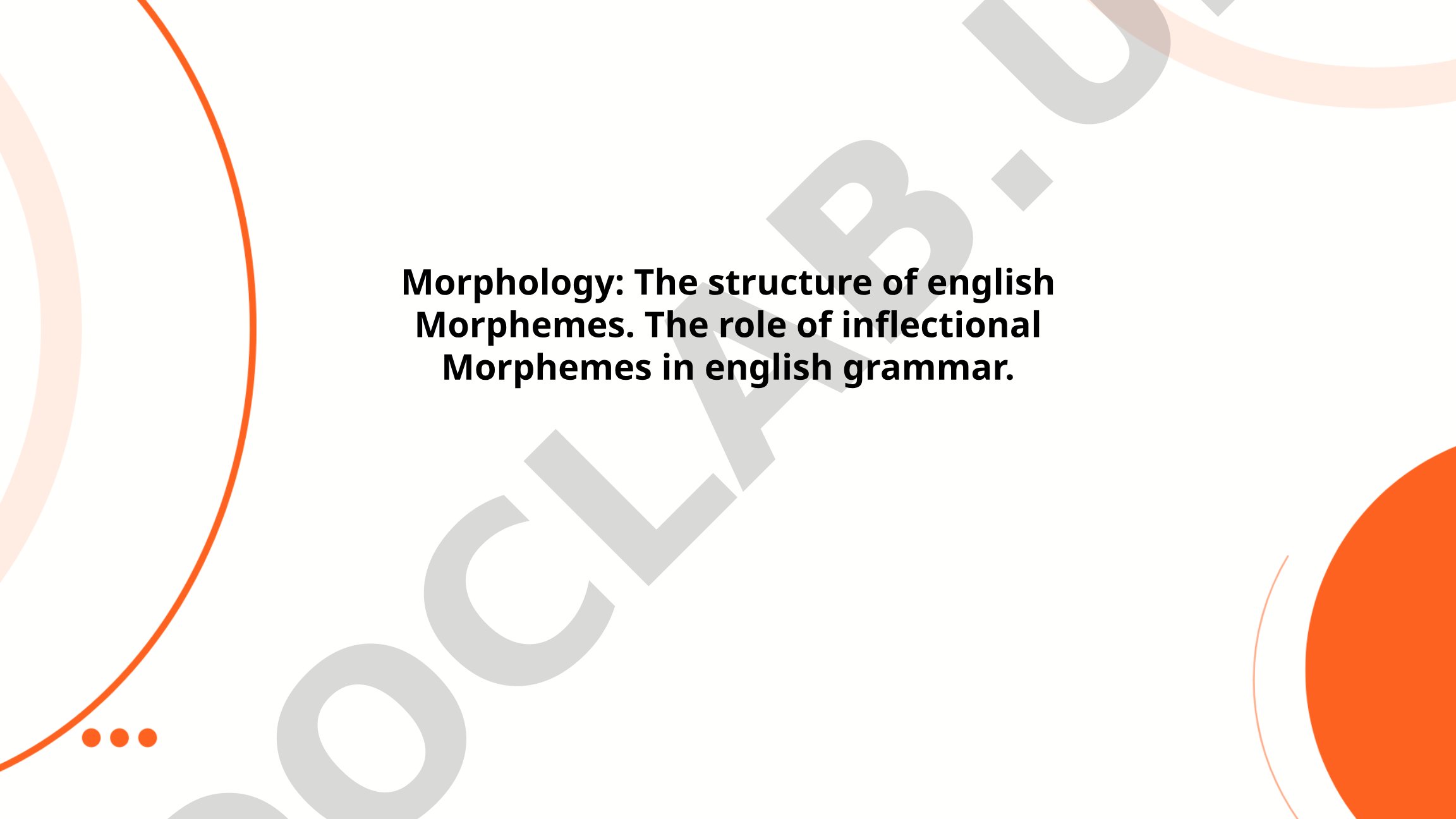 Morphology: The structure of English Morphemes