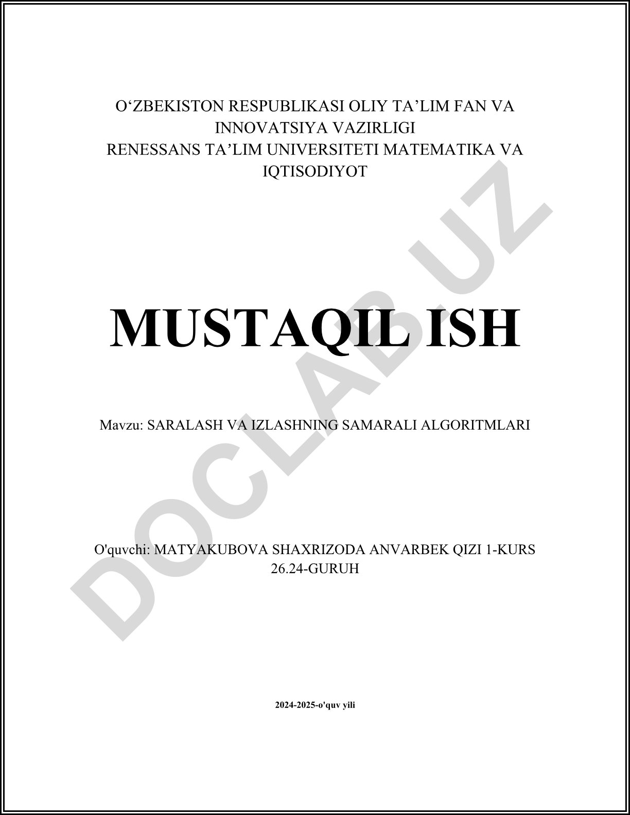 Saralash va izlashning samarali algoritmlari