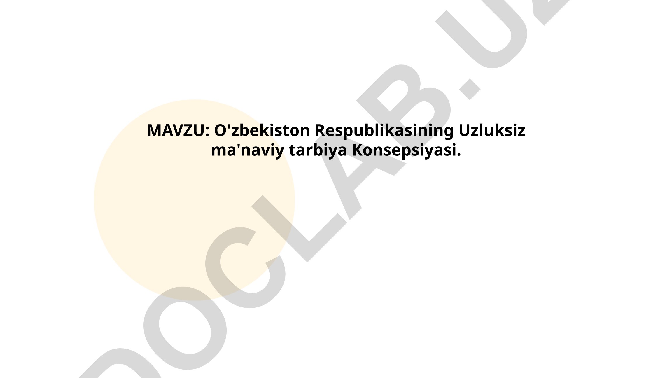 O'zbekiston Respublikasining Uzluksiz ma'naviy tarbiya Konsepsiyasi