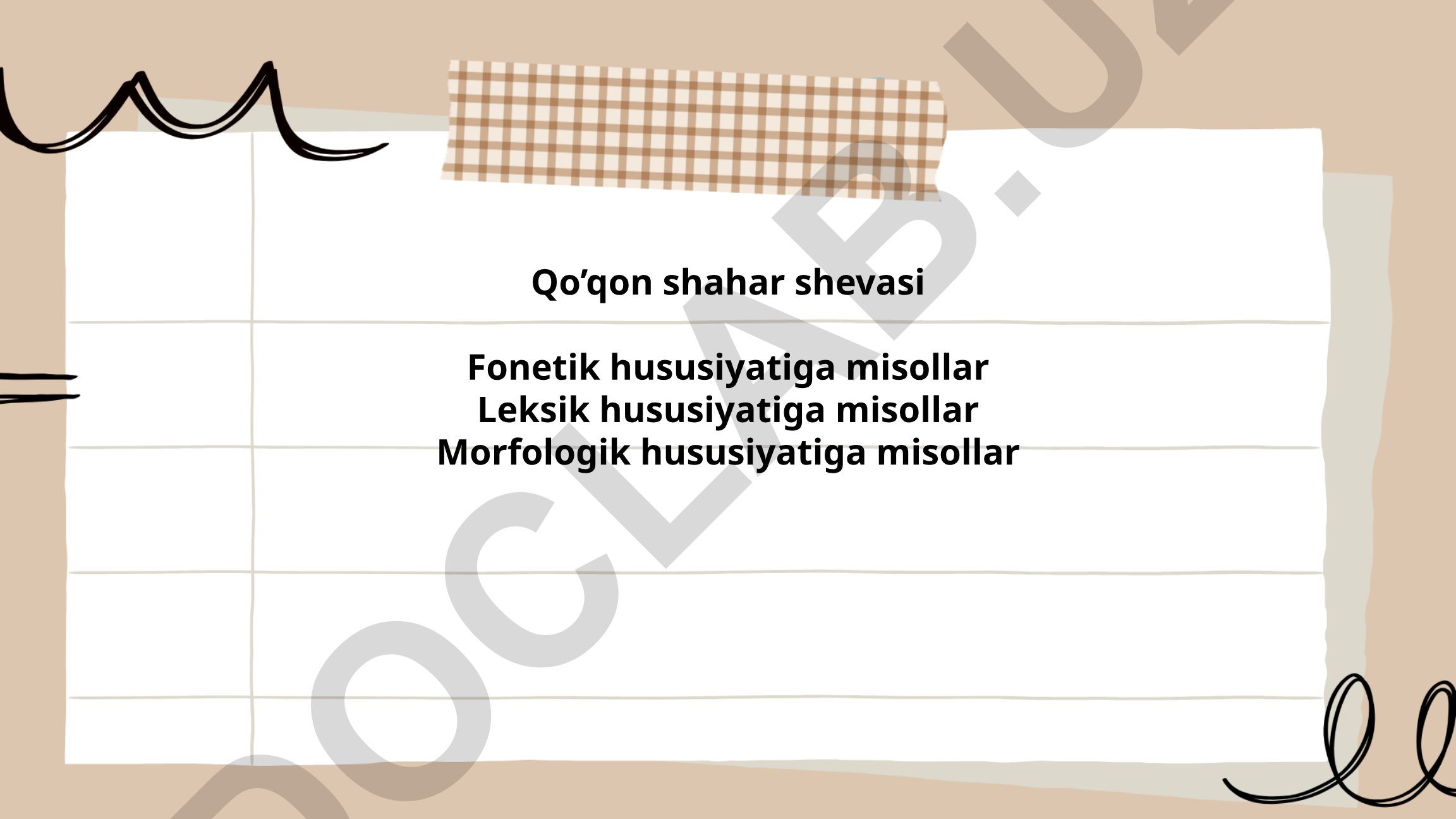 Qo'qon shahar shevasining fonetik, leksik va morfologik hususiyatlari