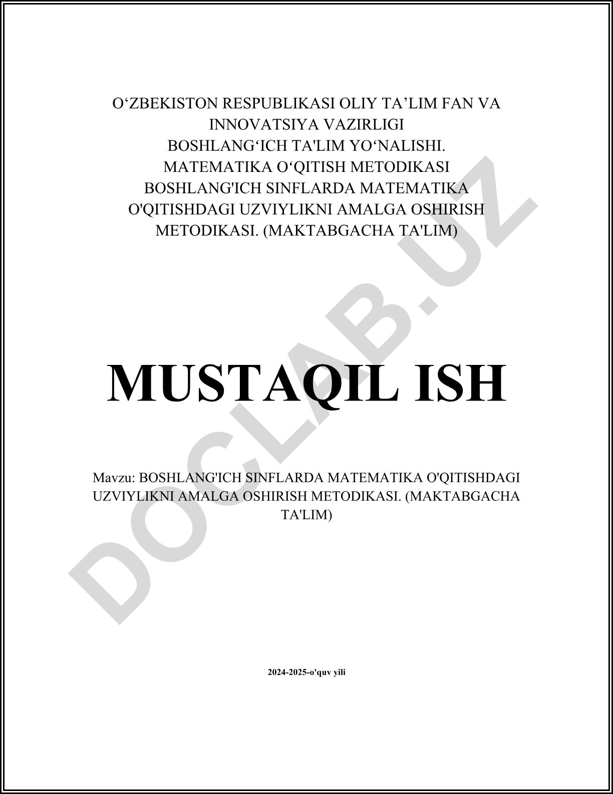 Boshlang'ich sinflarda matematika o'qitishdagi uzviylikni amalga oshirish metodikasi