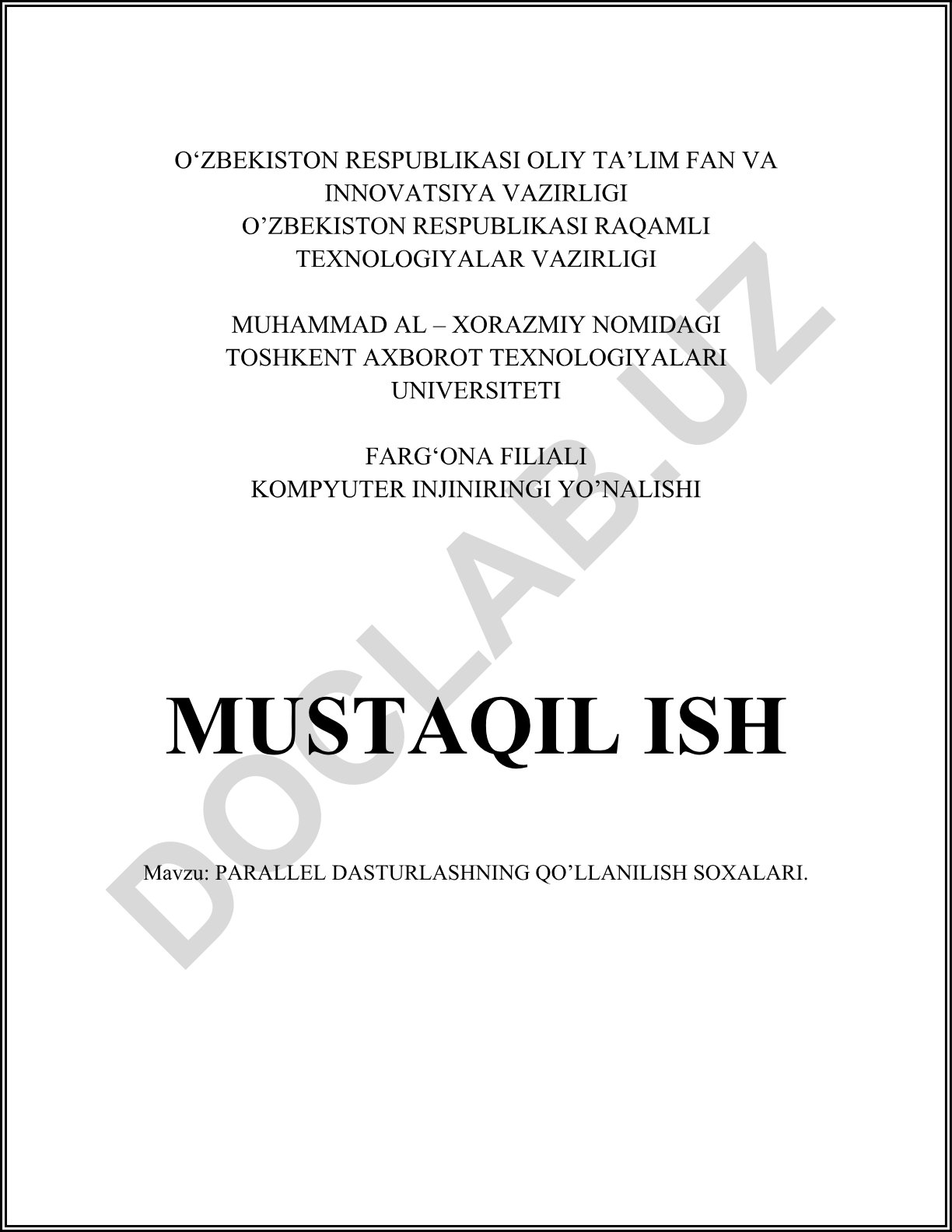 Parallel dasturlashning qo'llanilish soxalari