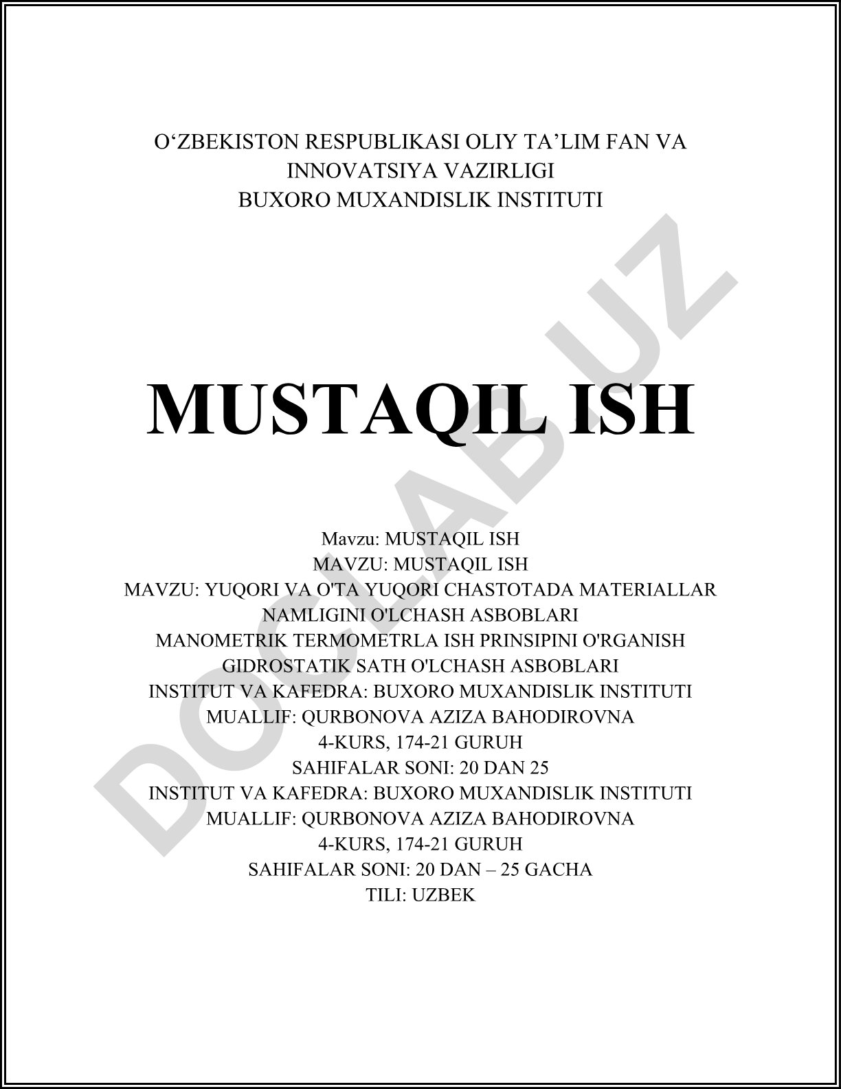 Yuqori va o'ta yuqori chastotada materiallar namligini o'lchash asboblari