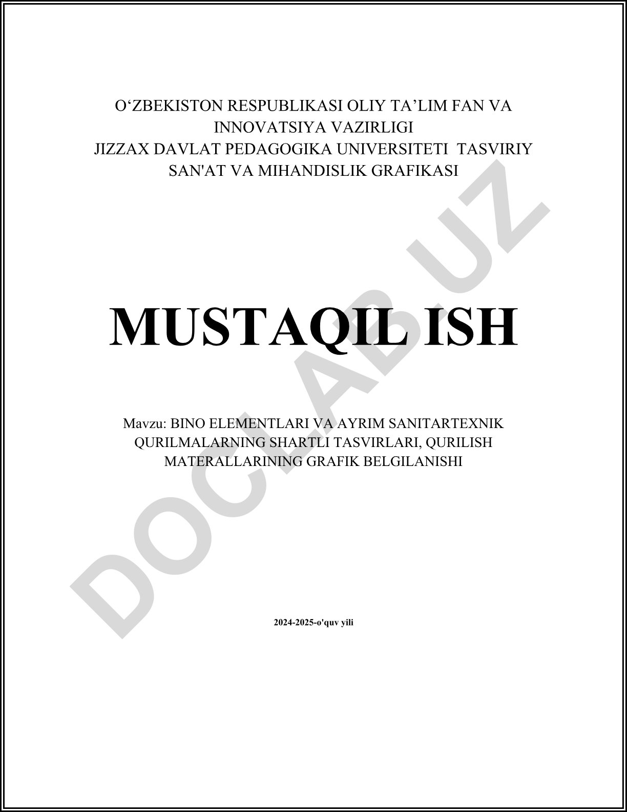 Bino elementlari va ayrim sanitartexnik qurilmalarning shartli tasvirlari, qurilish materiallarining grafik belgilanishi