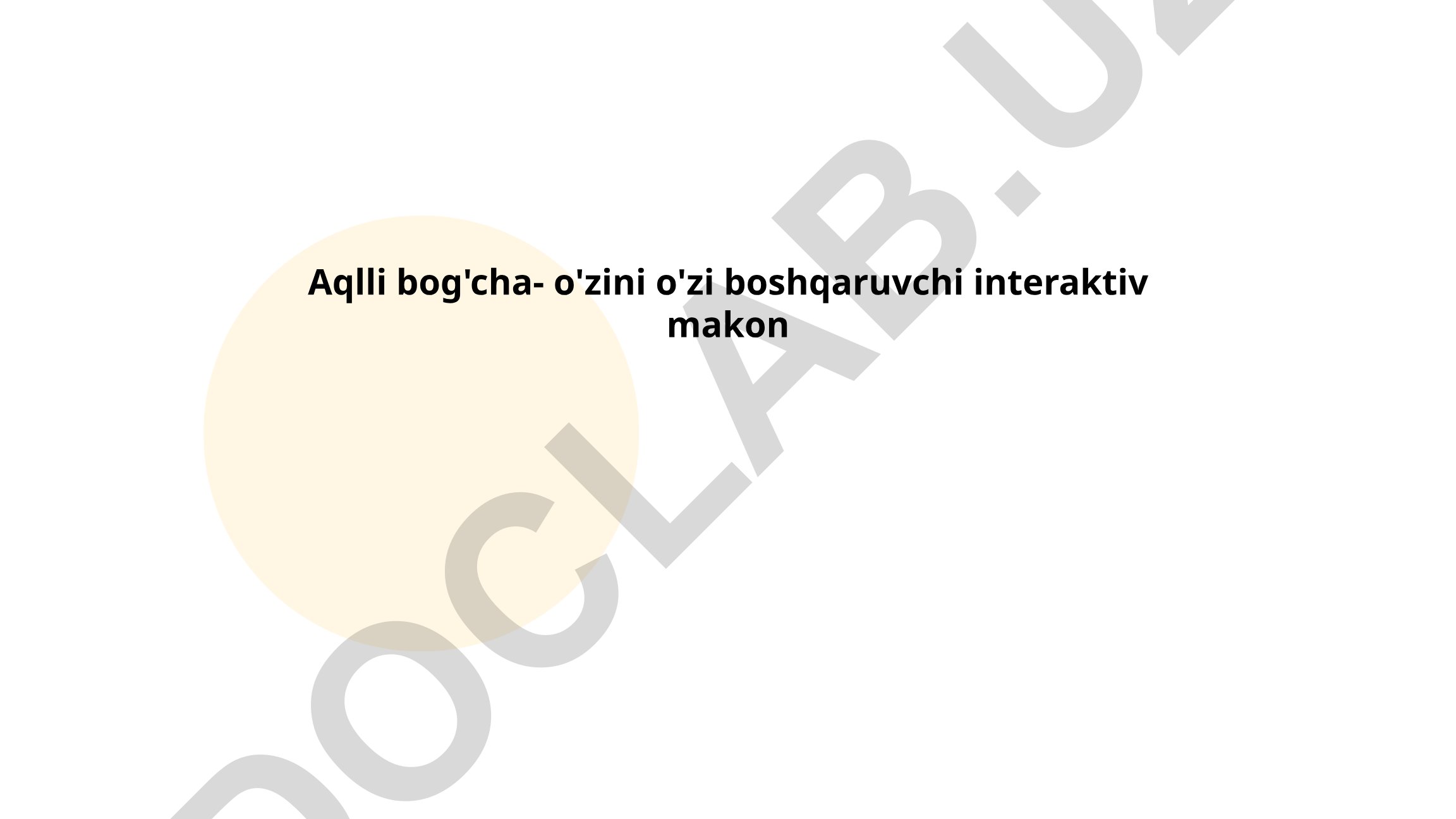 Aqlli bog'cha konsepsiyasi va o'zini o'zi boshqaruvchi ta'lim tizimi