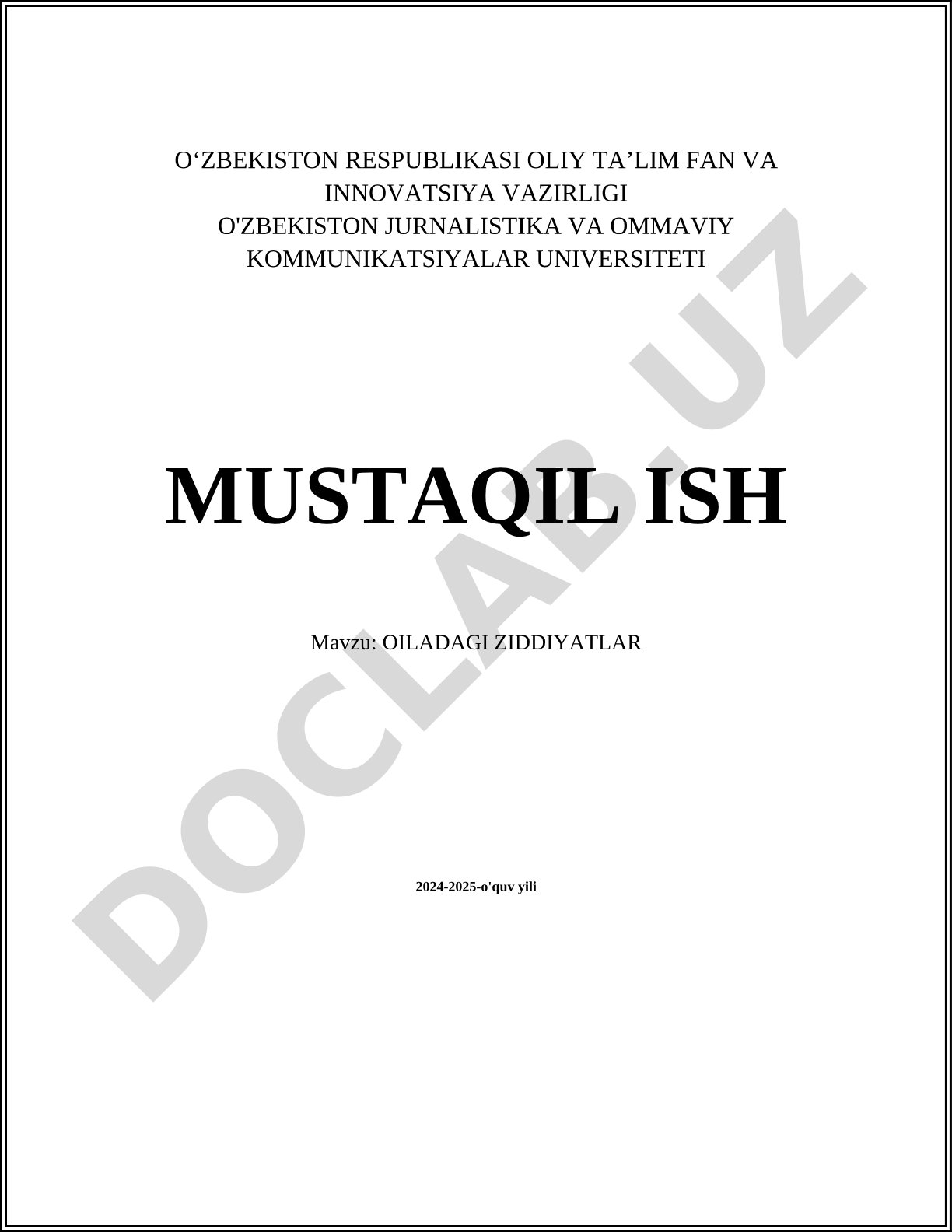 OILADAGI ZIDDIYATLAR