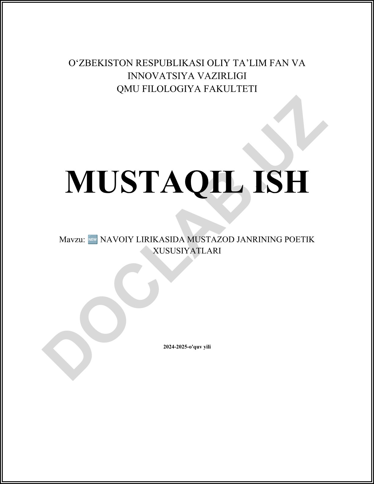 Navoiy lirikasida mustazod janrining poetik xususiyatlari
