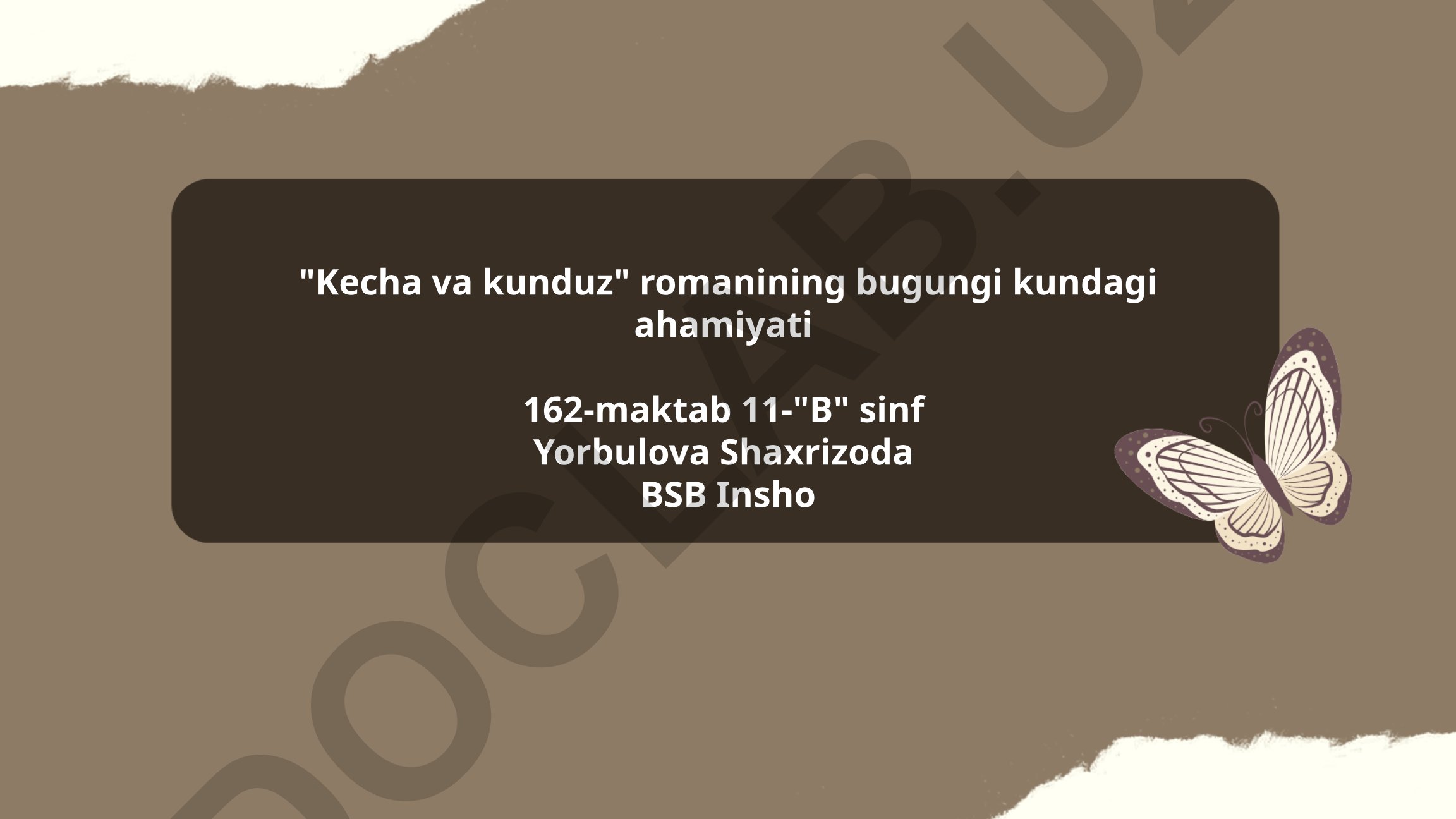 Kecha va kunduz romanining bugungi kundagi ahamiyati