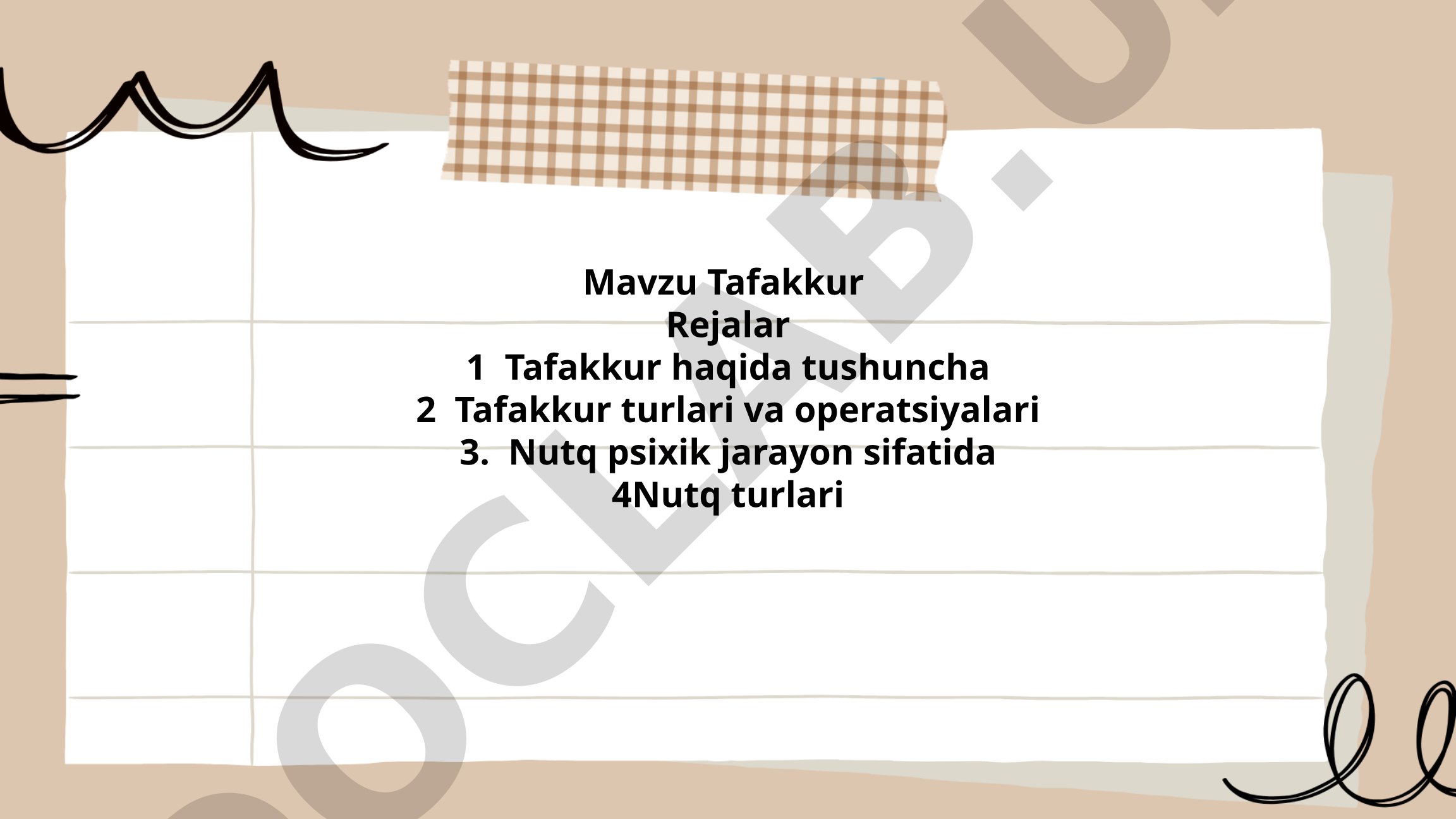 Tafakkur va nutq psixik jarayonlari
