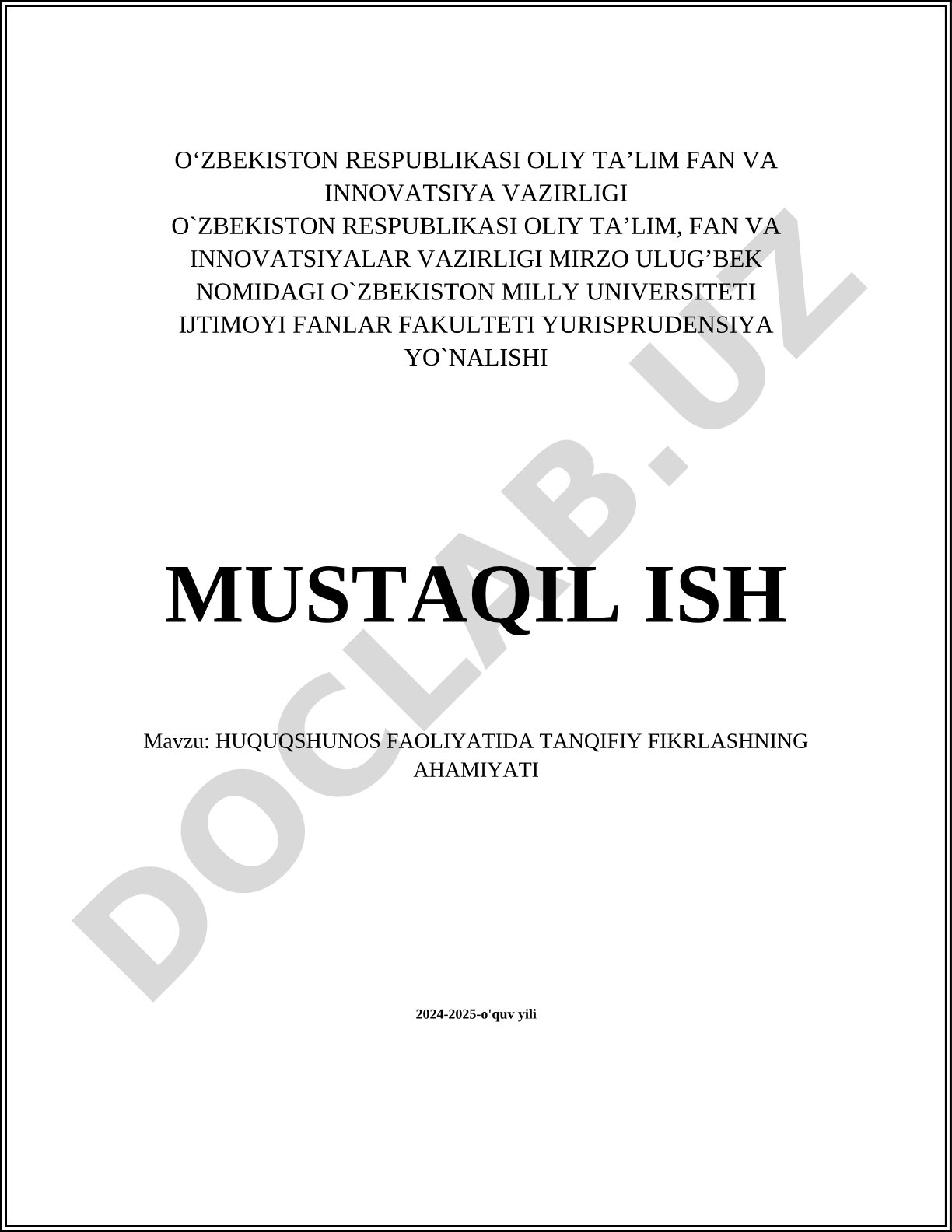 Huquqshunos faoliyatida tanqidiy fikrlashning ahamiyati