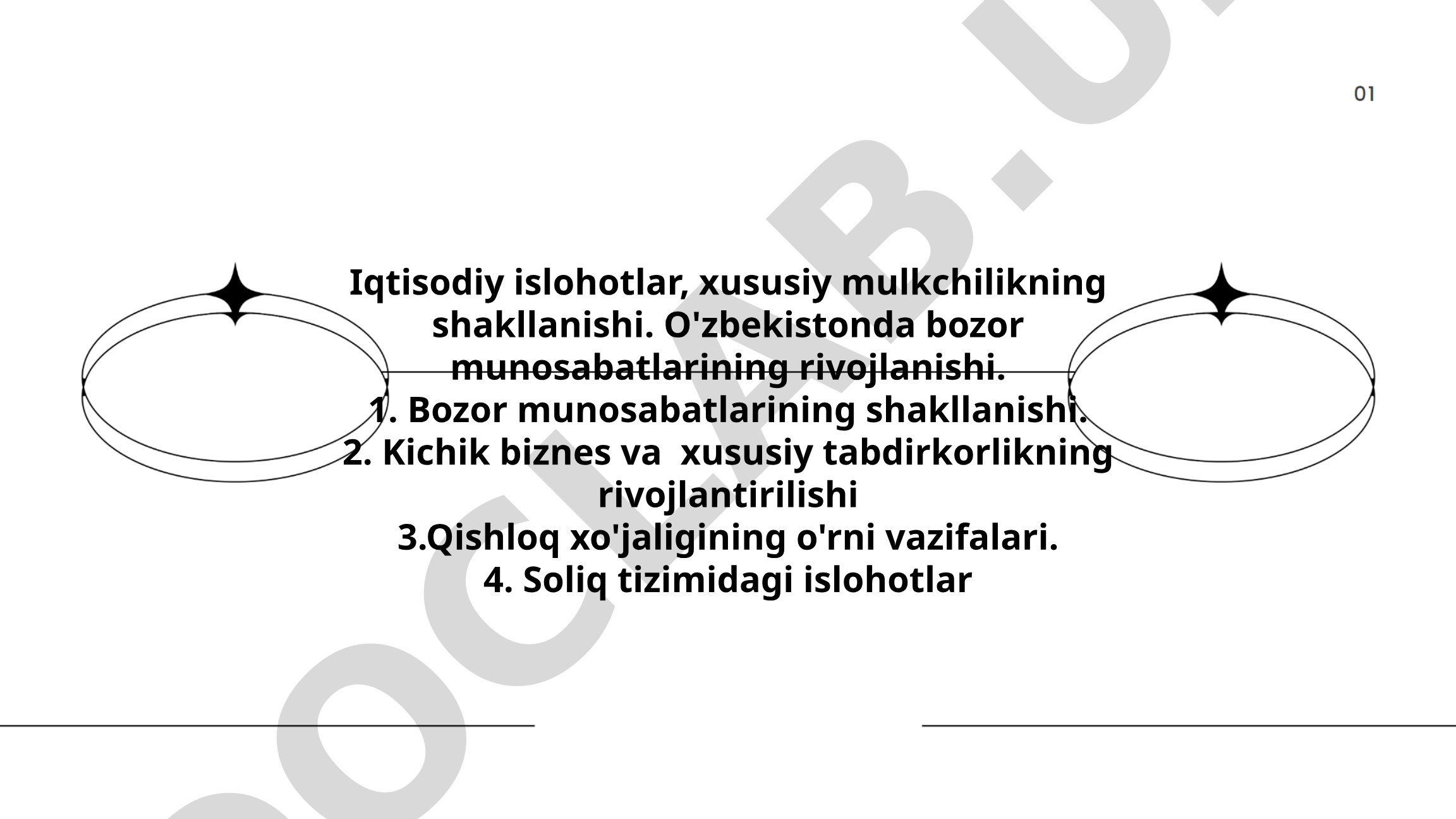 O'zbekistonda bozor munosabatlarining rivojlanishi va iqtisodiy islohotlar