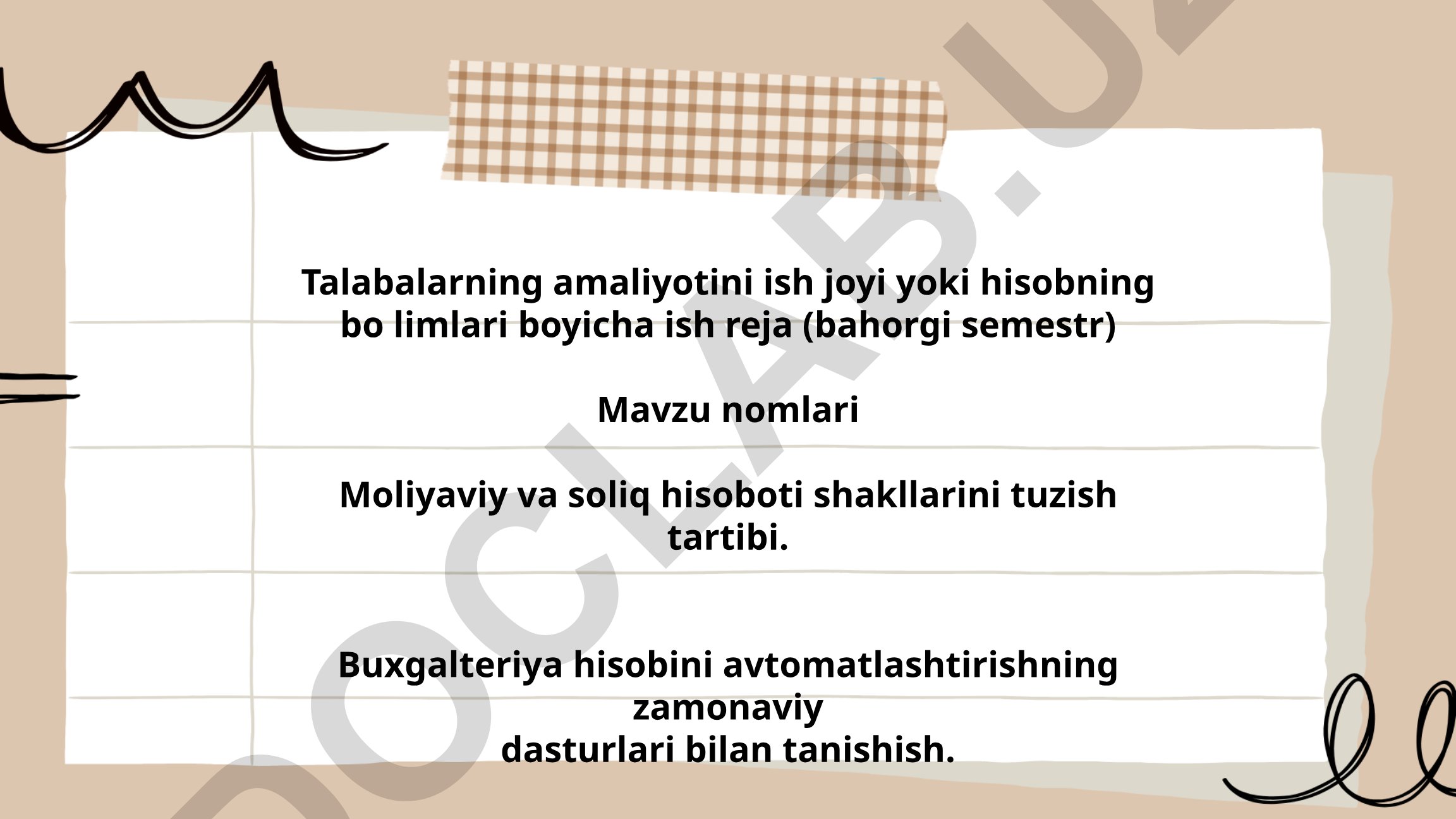Moliyaviy va soliq hisoboti shakllarini tuzish tartibi va buxgalteriya hisobini avtomatlashtirish