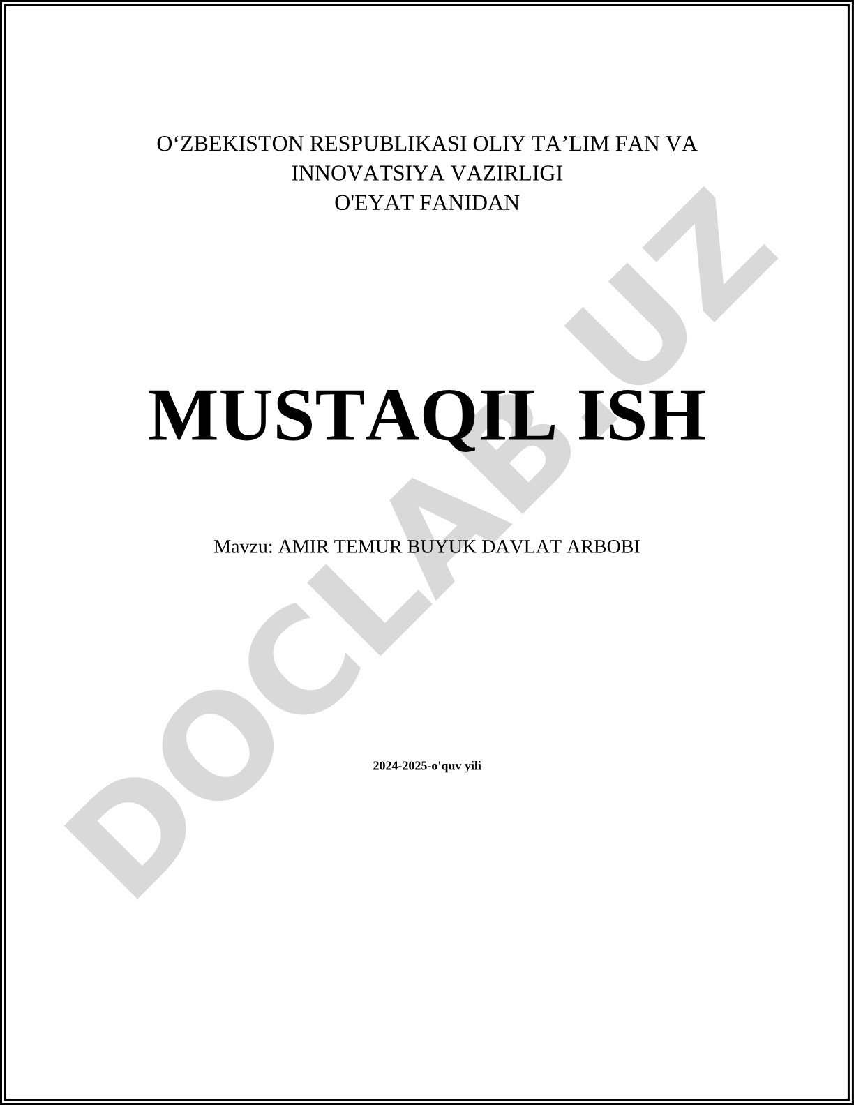 Amir Temur buyuk davlat arbobi