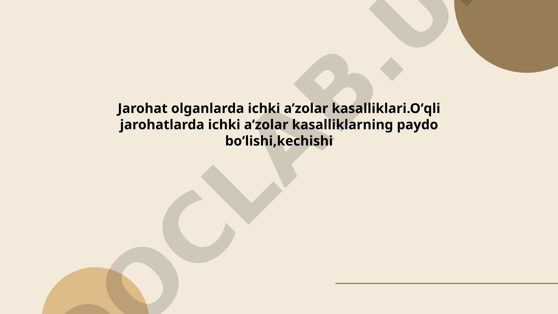 O'qli jarohatlarda ichki a'zolar kasalliklari