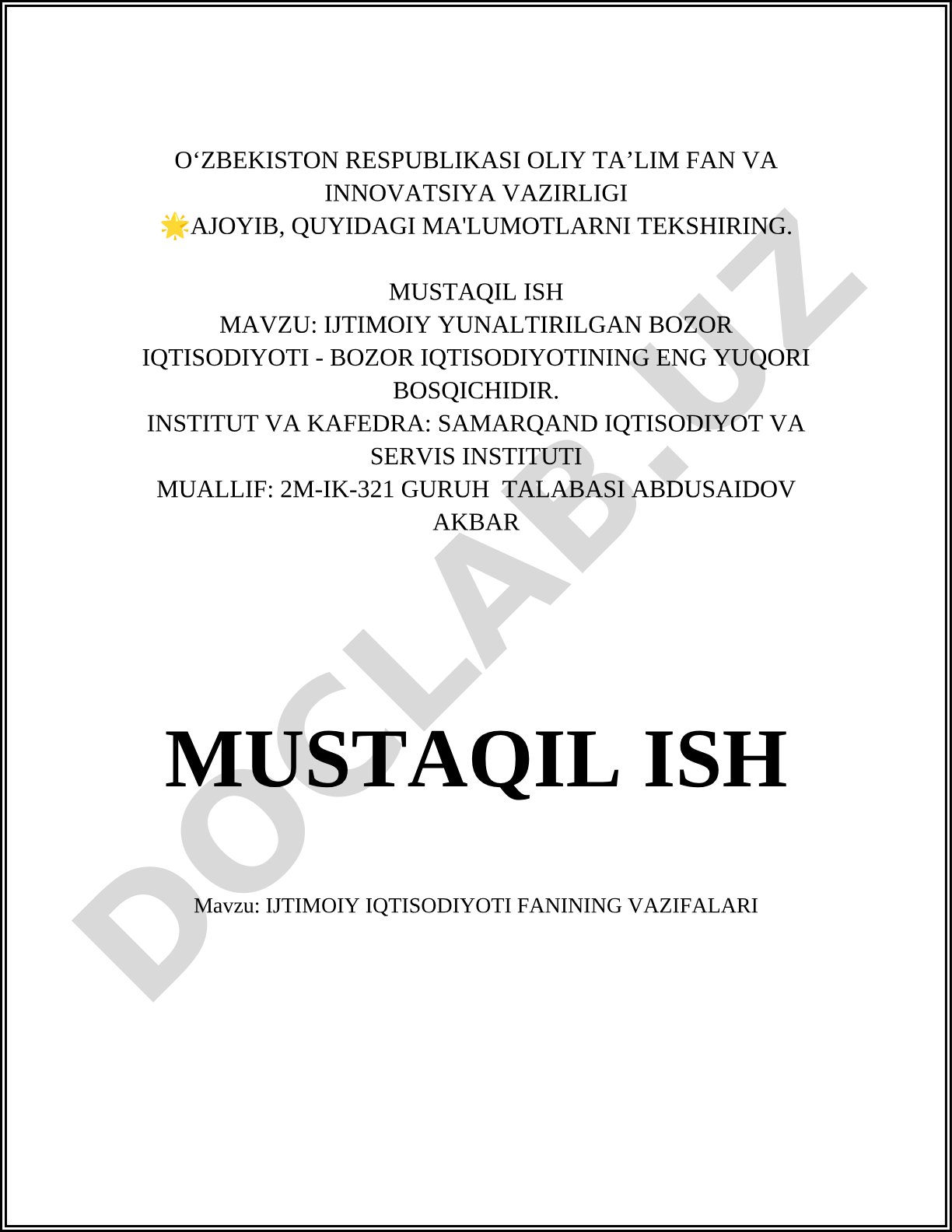 Ijtimoiy iqtisodiyot fani vazifalari