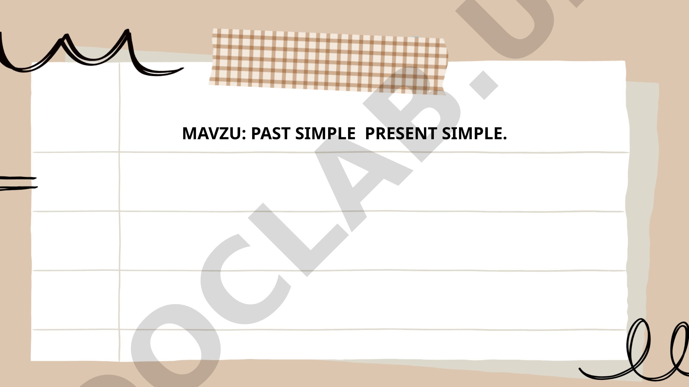 Past Simple Present Simple