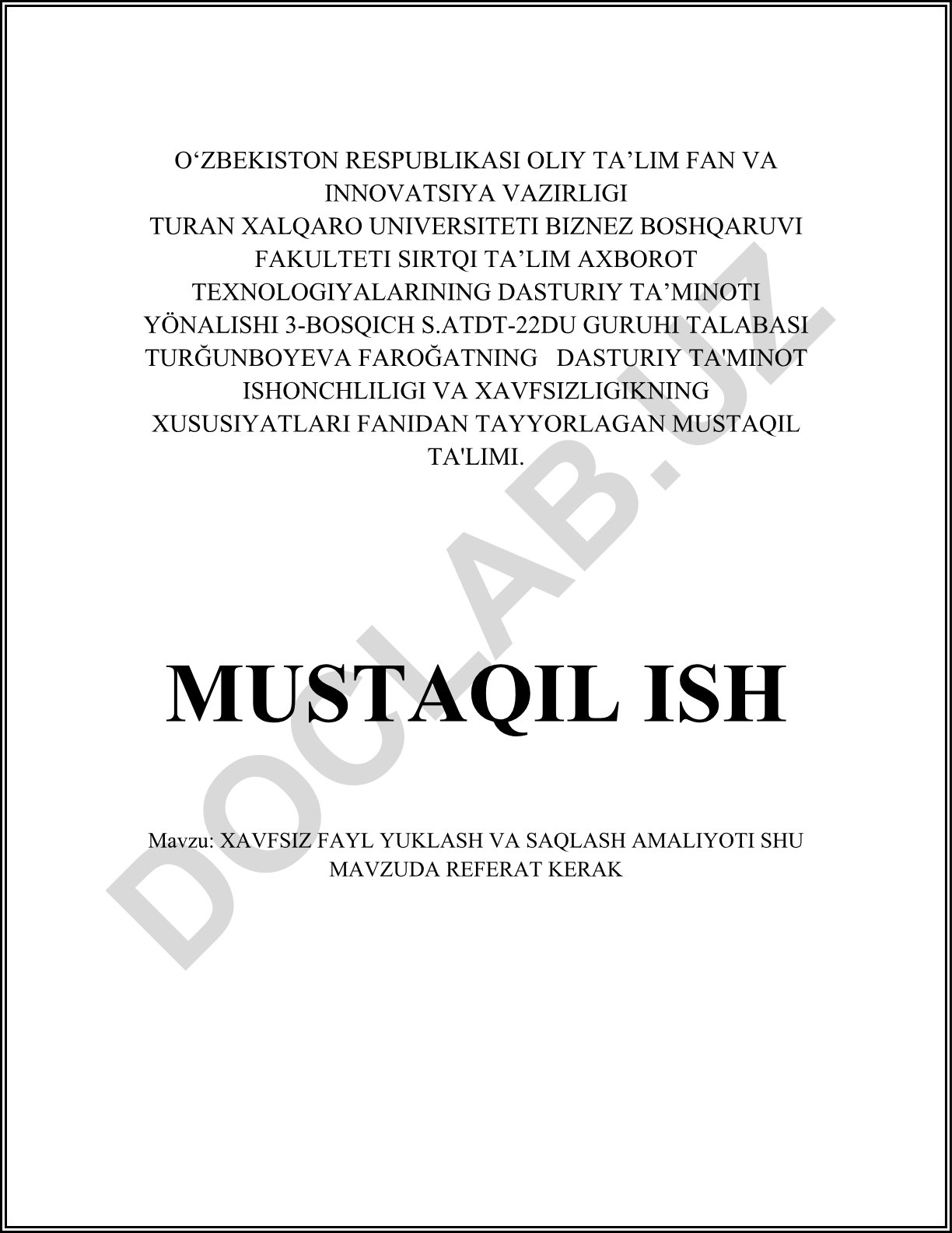Xavfsiz fayl yuklash va saqlash amaliyoti