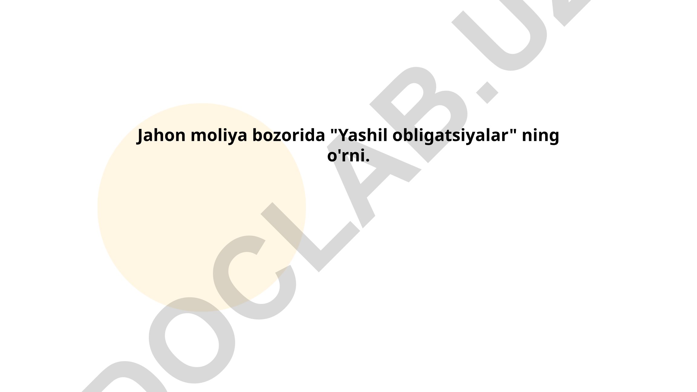Jahon moliya bozorida Yashil obligatsiyalar