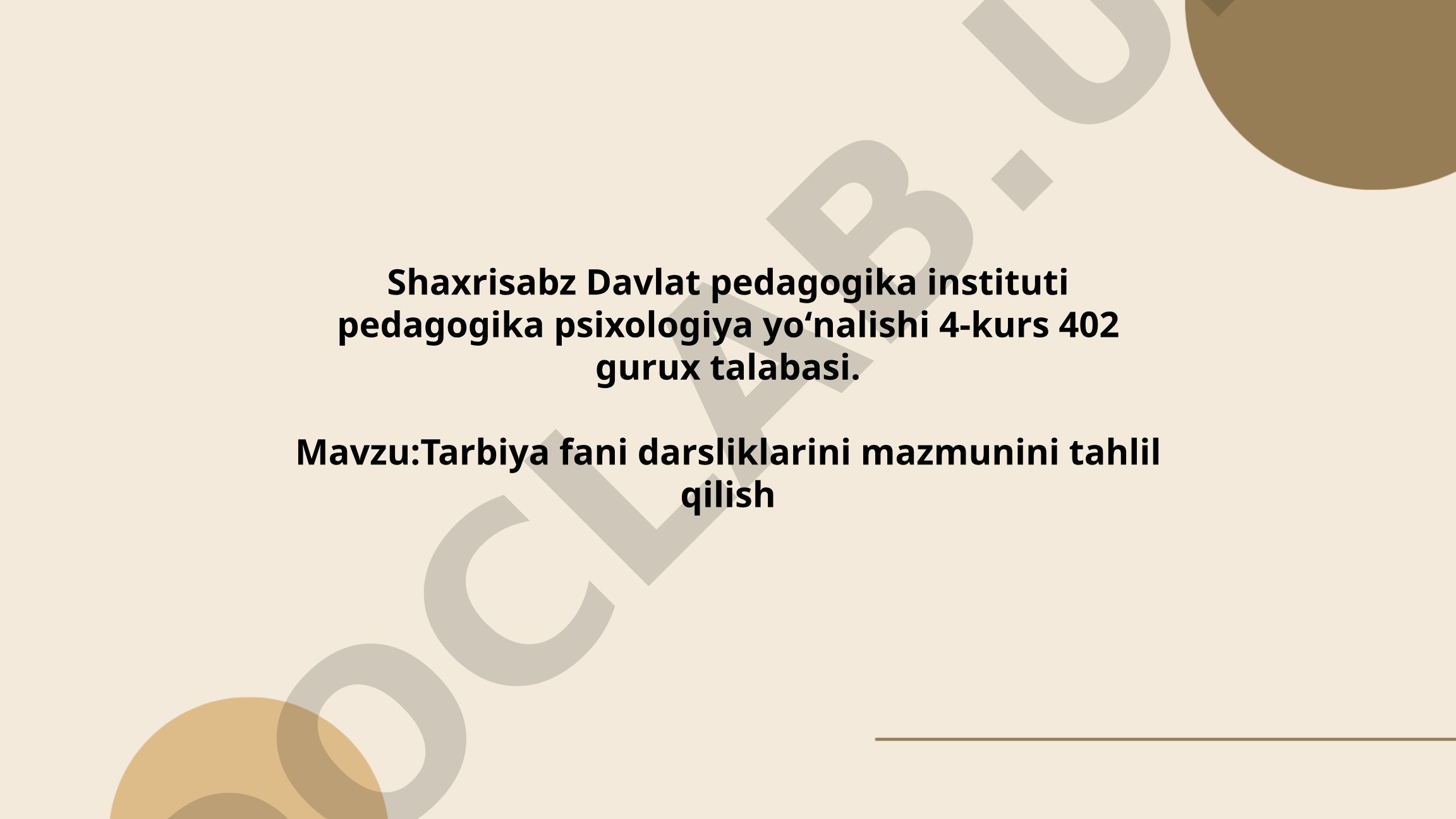 Tarbiya fani darsliklarini mazmunini tahlil qilish