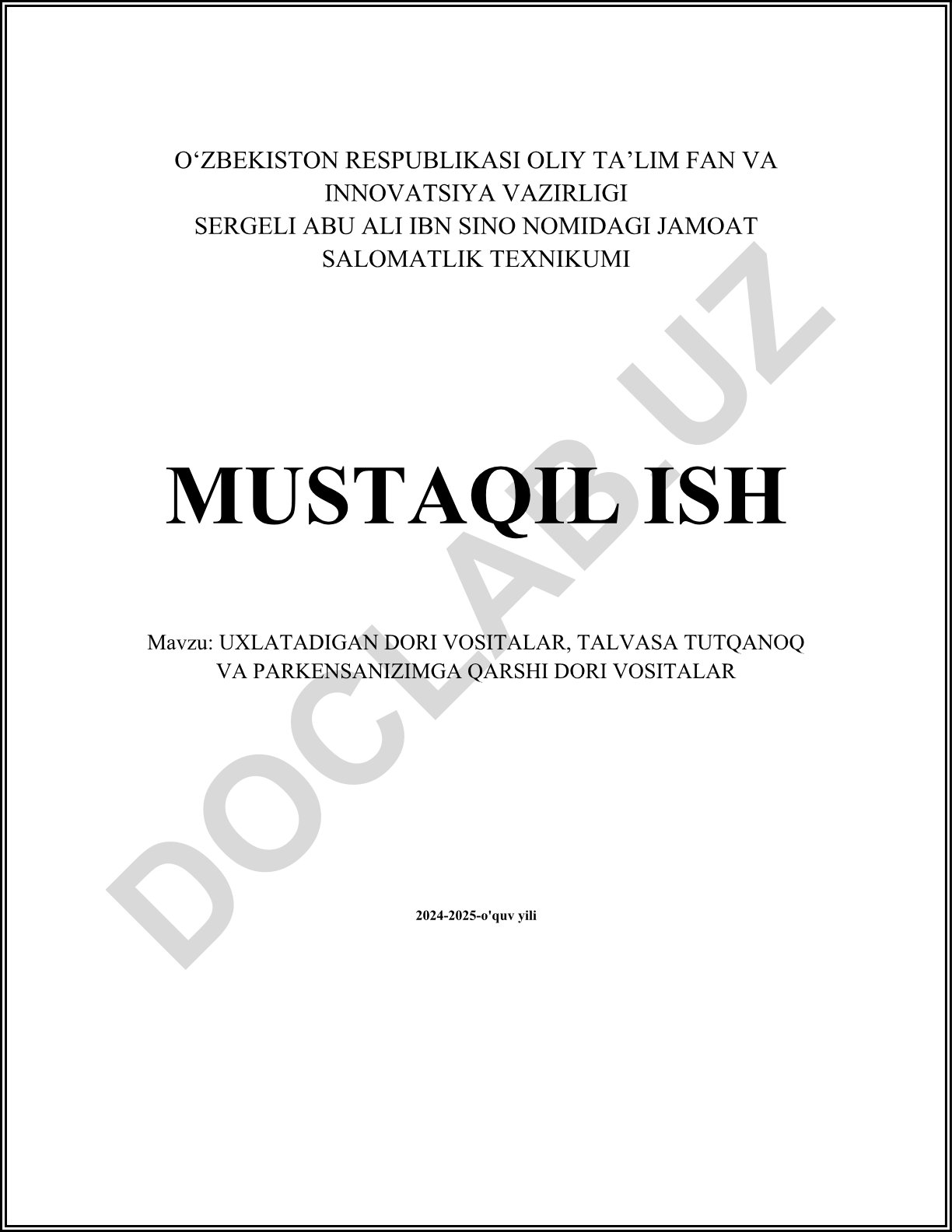 Uxlatadigan dori vositalari, talvasa tutqanoq va parkensonizmga qarshi dori vositalar