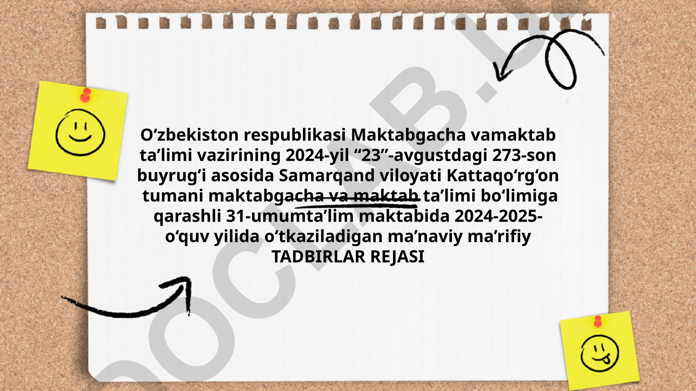 2024-2025-o'quv yilida ma'naviy-ma'rifiy tadbirlar rejasi