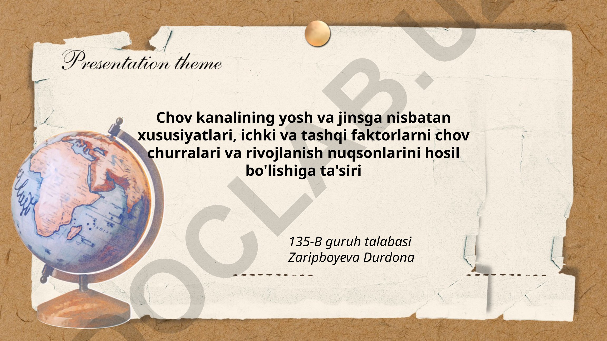 Chov kanalining yosh va jinsga nisbatan xususiyatlari va rivojlanish nuqsonlari