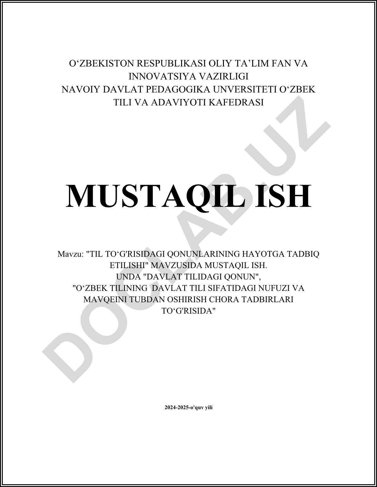 Til to'g'risidagi qonunlarning hayotga tadbiq etilishi