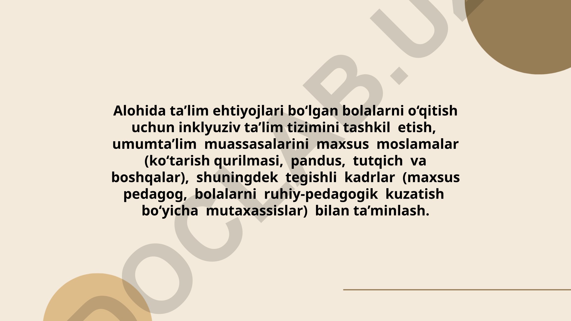 Inklyuziv ta'lim tizimini tashkil etish va alohida ehtiyojli bolalarni o'qitish