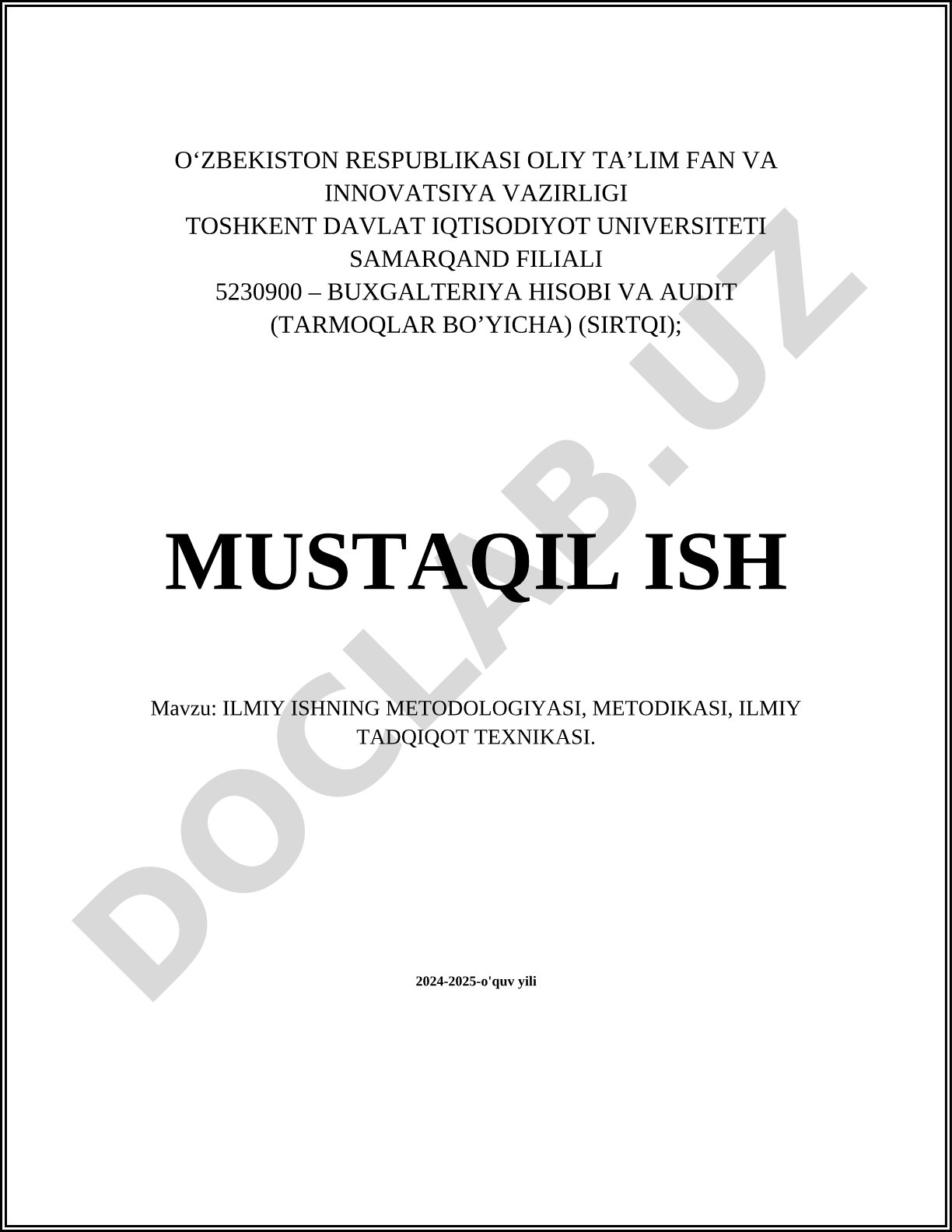Ilmiy ishning metodologiyasi, metodikasi, ilmiy tadqiqot texnikasi