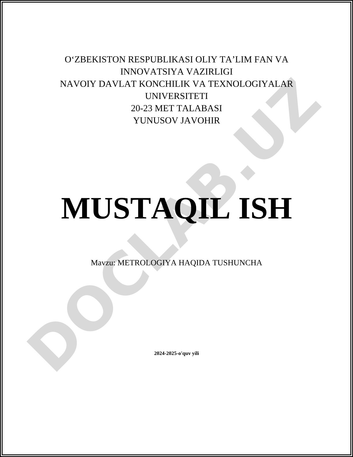 Metrologiya haqida tushuncha