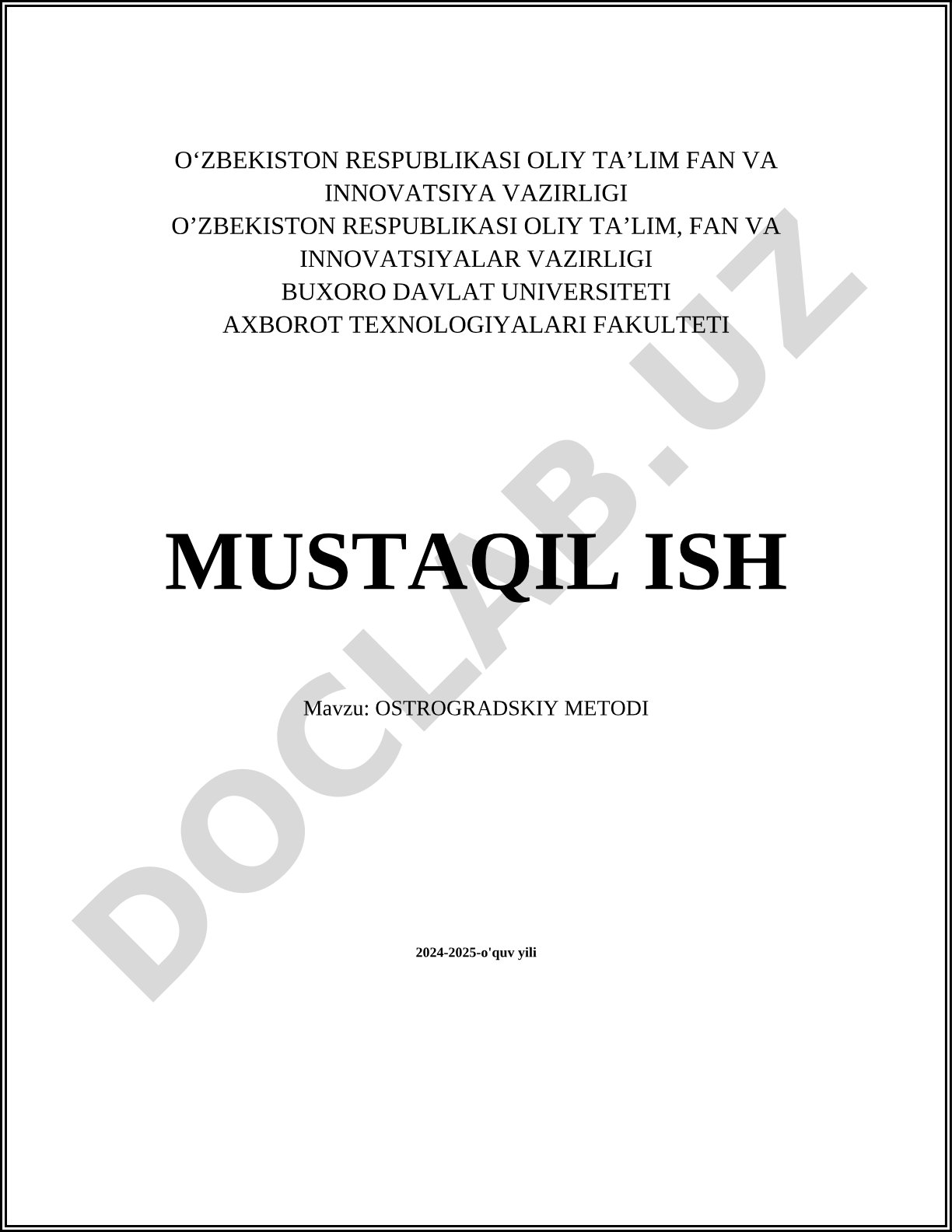 Ostrogradskiy metodi