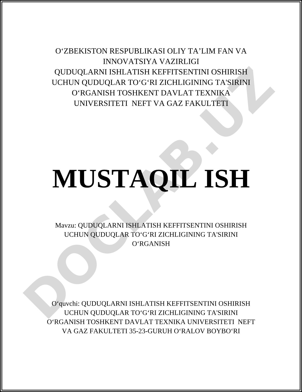 Quduqlarni ishlatish keffitsentini oshirish uchun quduqlar to'g'ri zichligining ta'sirini o'rganish