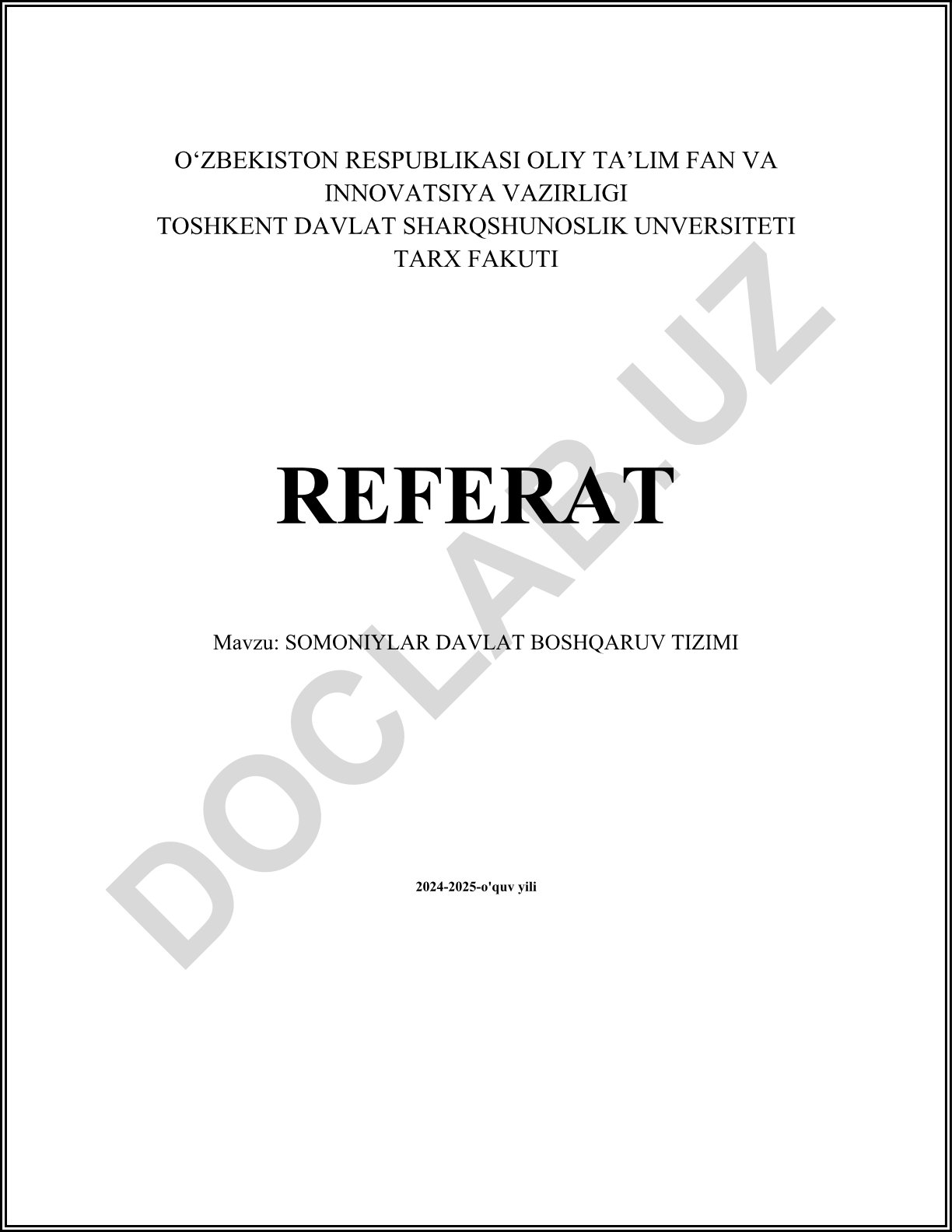 SOMONIYLAR DAVLAT BOSHQARUV TIZIMI