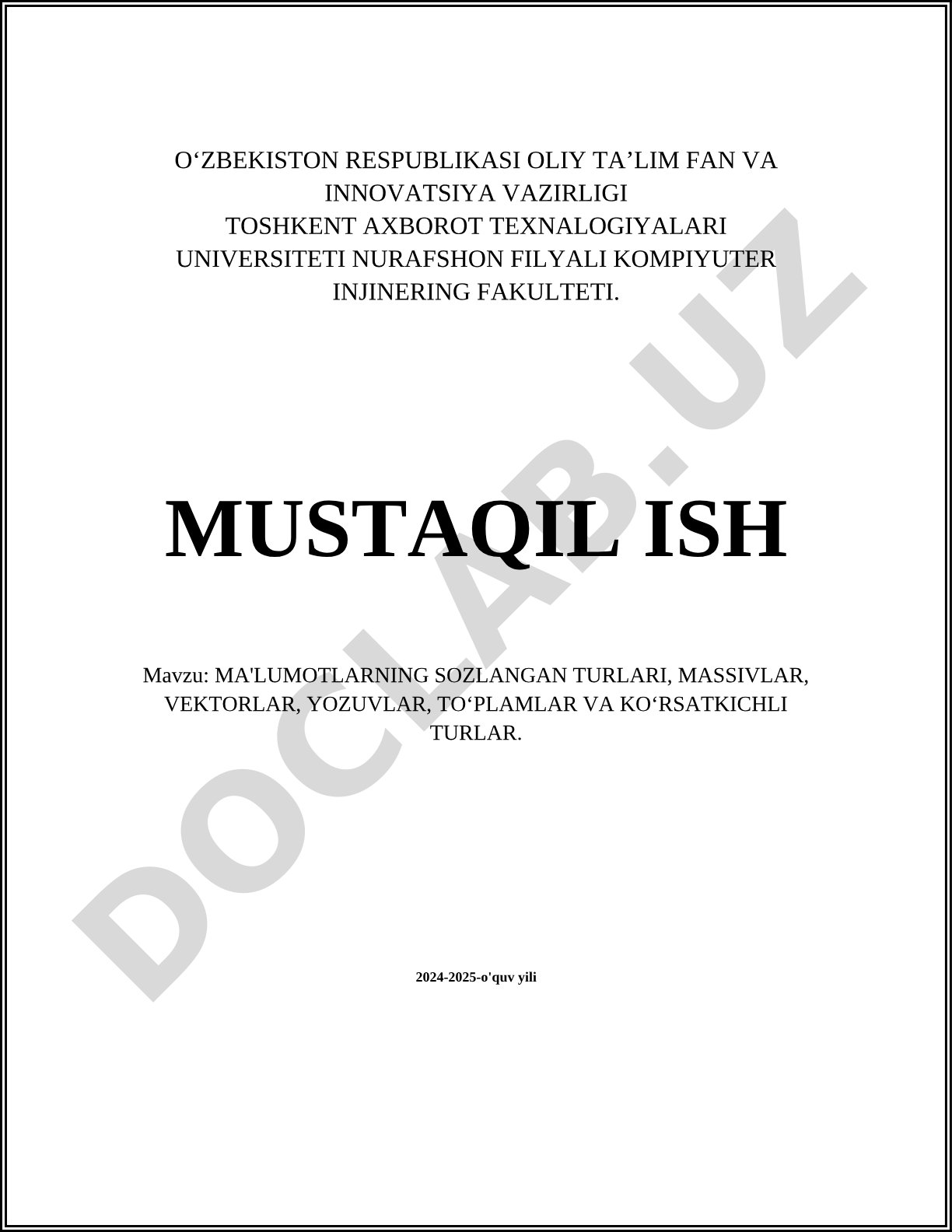 Ma'lumotlarning sozlangan turlari, massivlar, vektorlar, yozuvlar, to'plamlar va ko'rsatkichli turlar