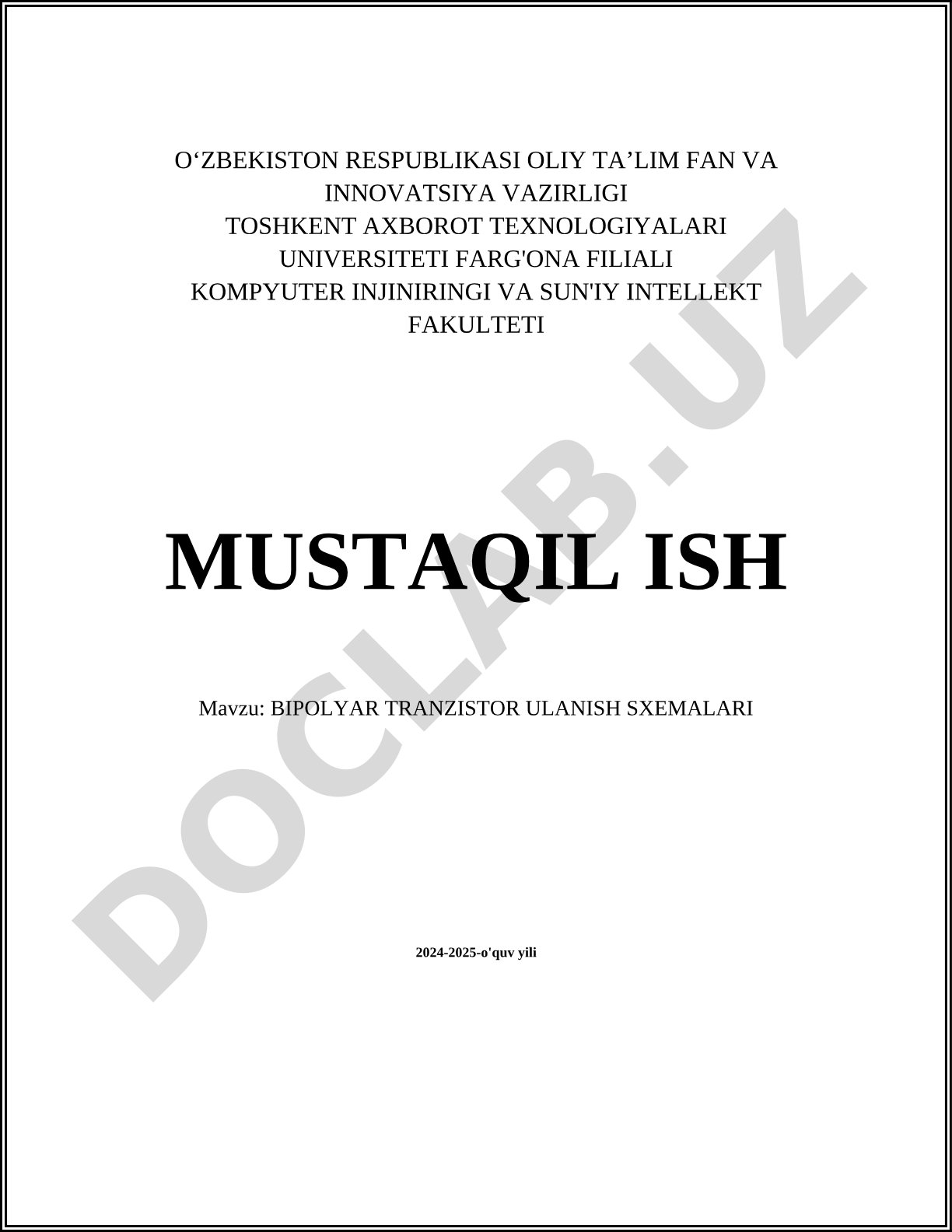 Bipolyar tranzistor ulash sxemalari