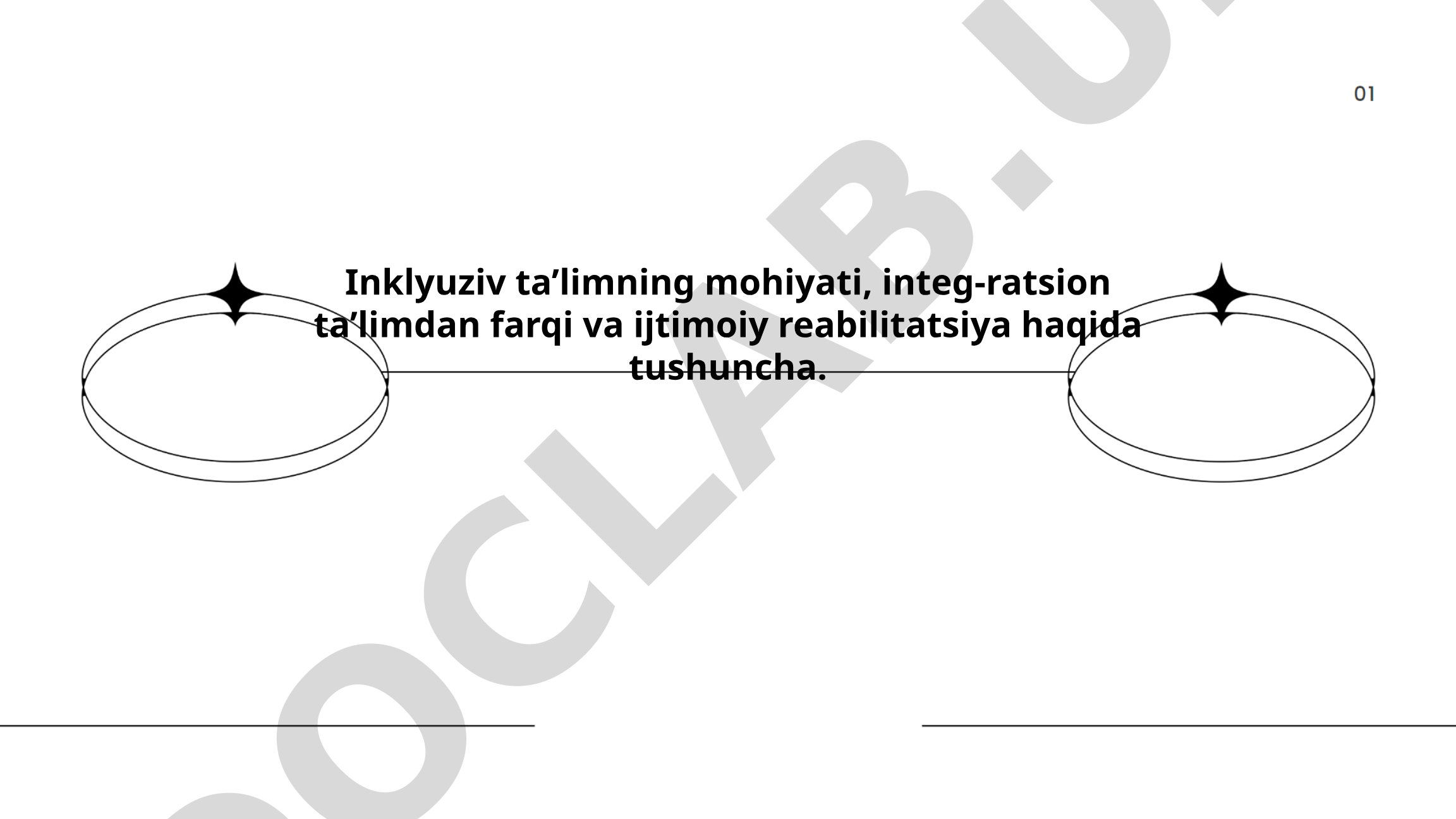 Inklyuziv ta'limning mohiyati, integratsion ta'limdan farqi va ijtimoiy reabilitatsiya